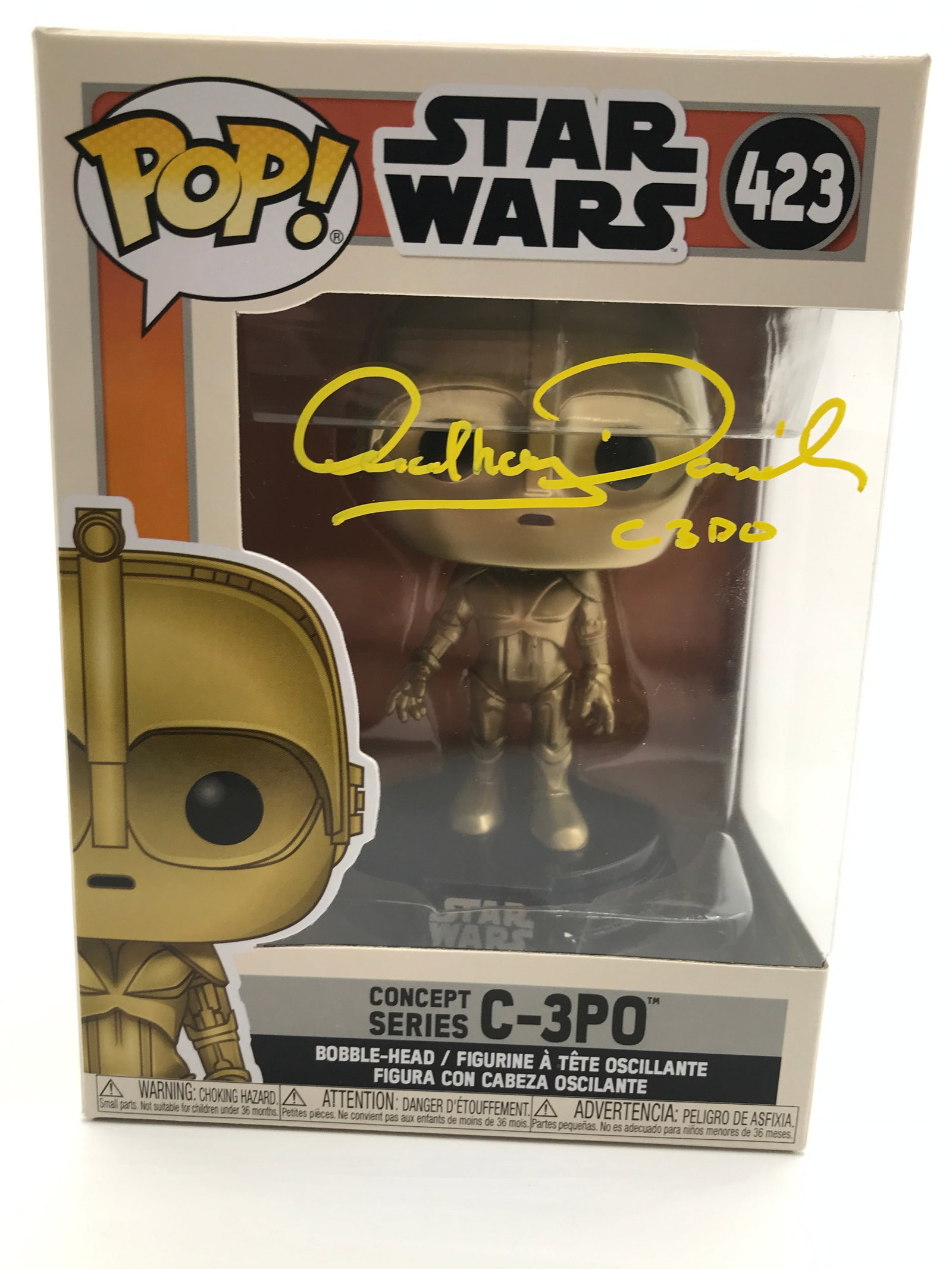 ANTHONY DANIELS SIGNED C3P0 FUNKO POP - WWOC COA: Prices are in Canadian dollars