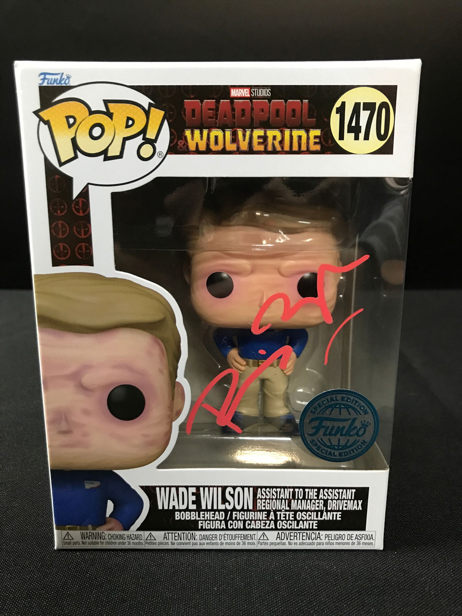 RYAN REYNOLDS SIGNED WADE WILSON FUNKO POP - KB COA (1 of 2)