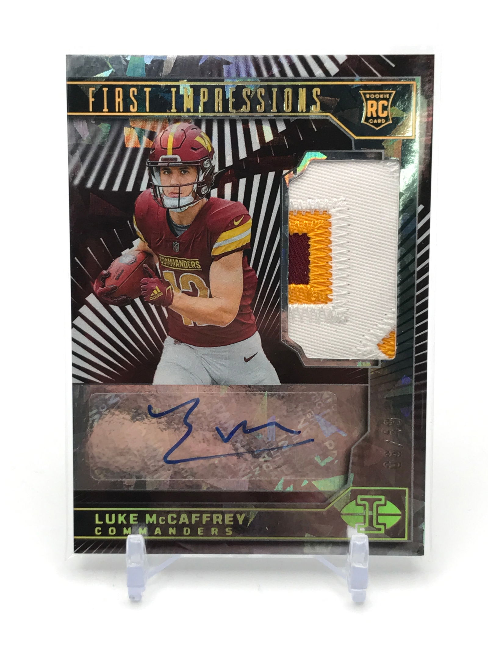 LUKE MACAFFREY SIGNED PANINI FIRST IMPRESSIONS PATCH ROOKIE CARD 8/49 (1 of 2)