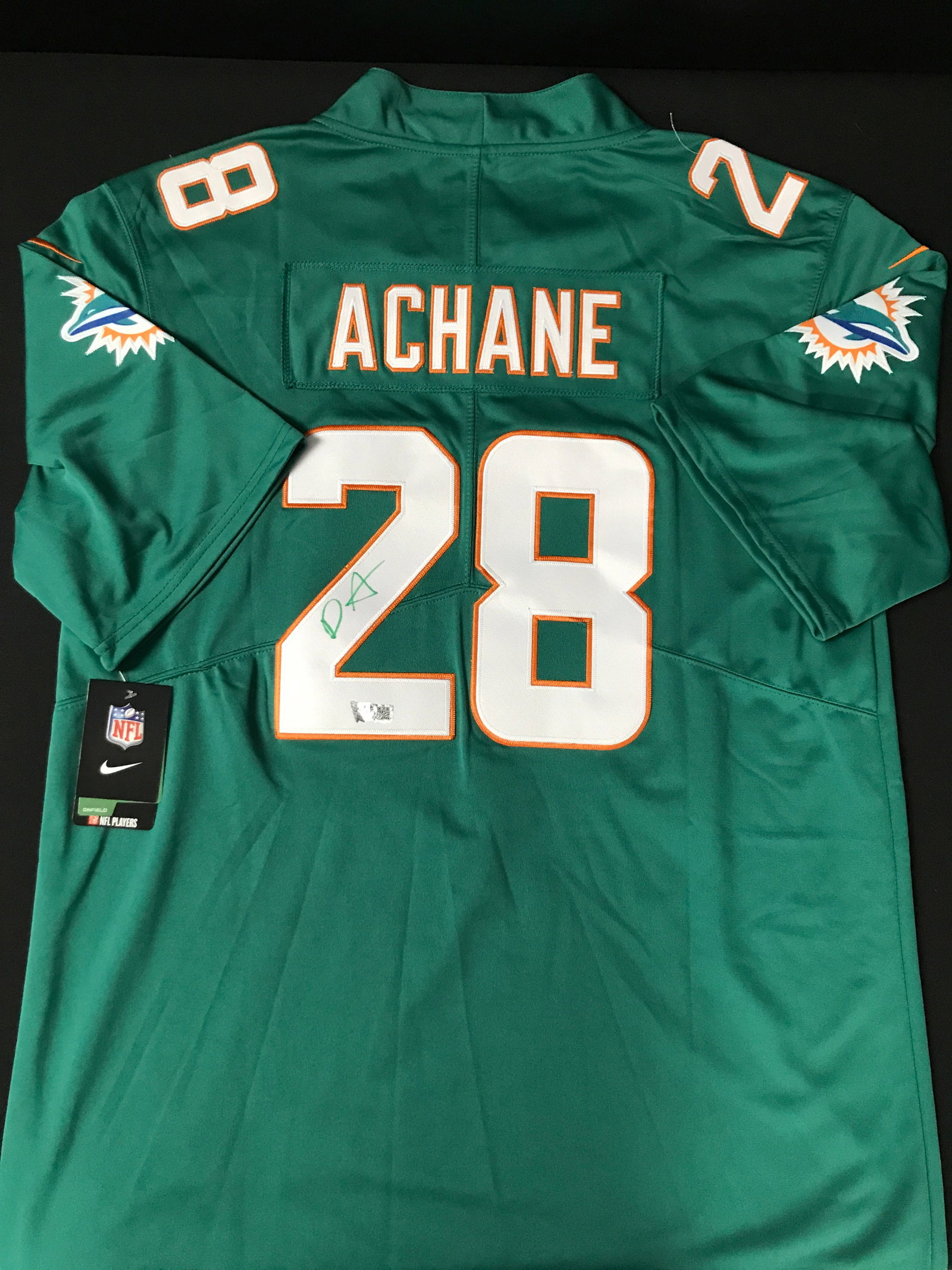 DE'VON ACHANE SIGNED MIAMI DOLPHINS JERSEY - ACE COA (1 of 3)