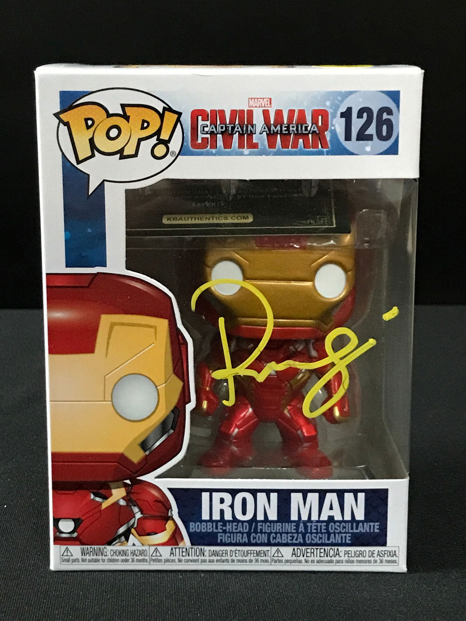 ROBERT DOWNEY JR SIGNED IRON MAN FUNKO POP - KB COA (1 of 2)