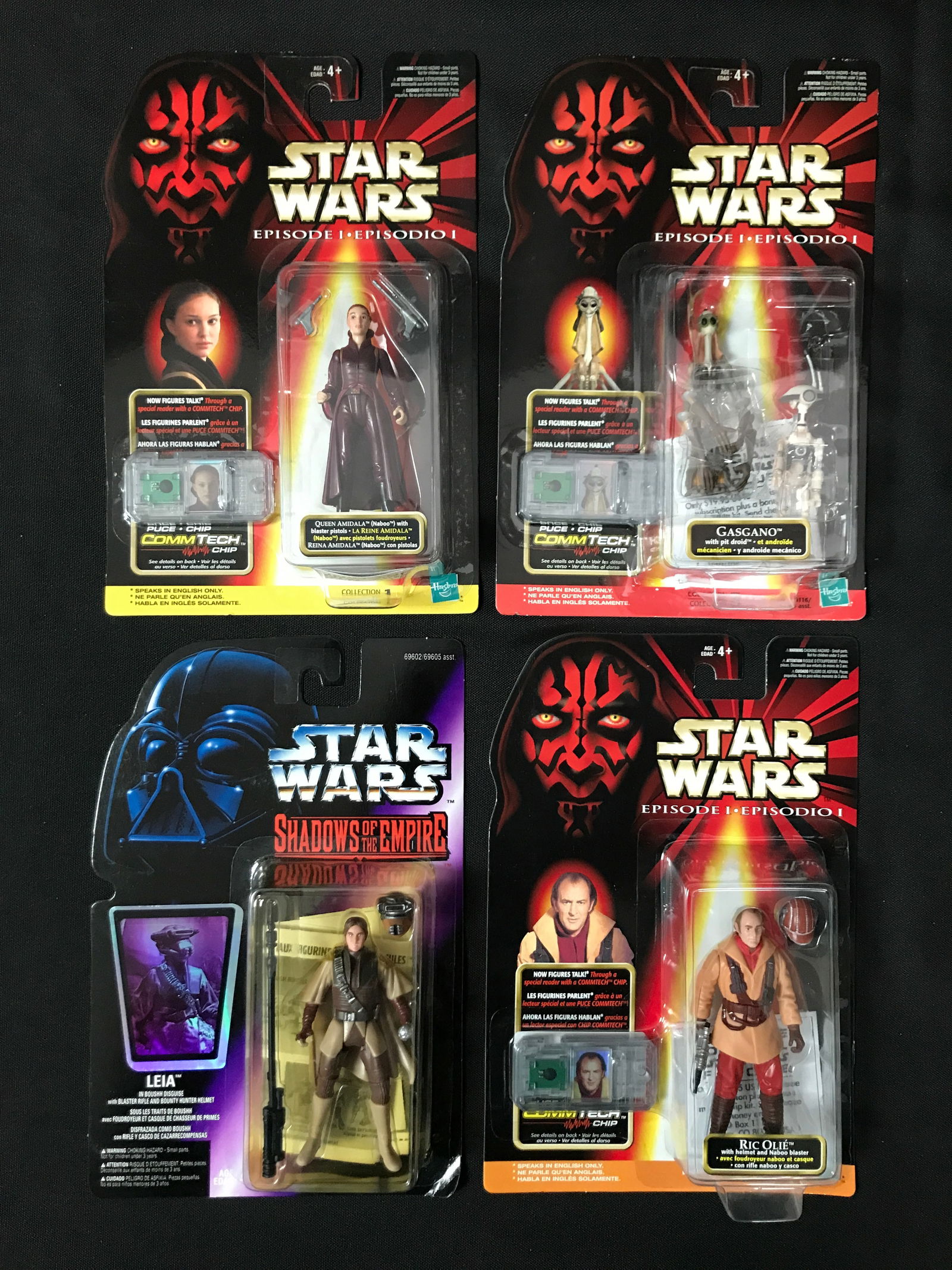 LOT OF 4  VINTAGE STAR WARS ACTION FIGURES - ON CARD (1 of 1)