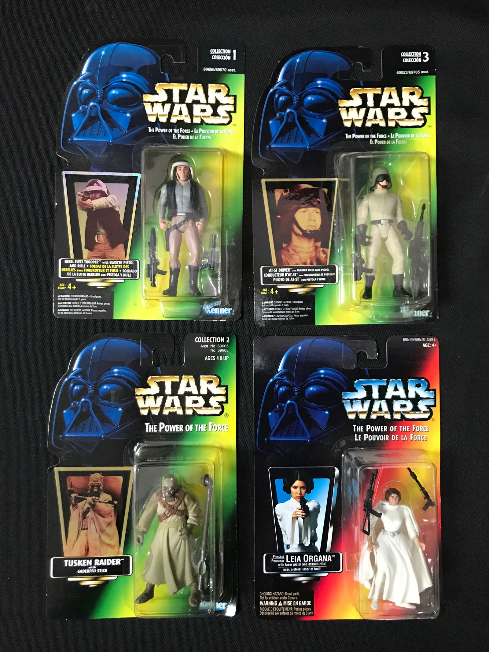 LOT OF 4 VINTAGE STAR WARS ACTION FIGURES - ON CARD: Prices are in Canadian dollars