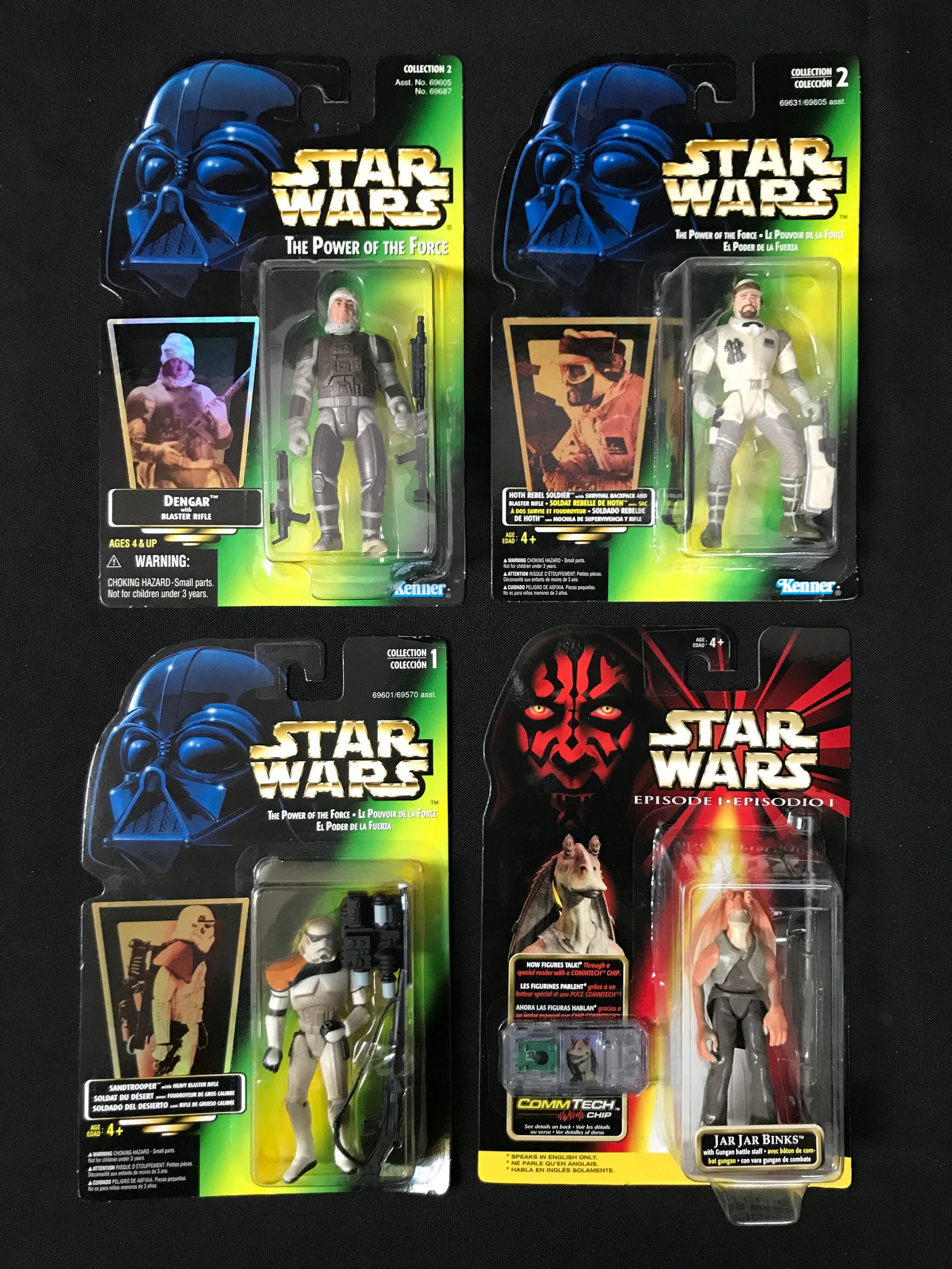 LOT OF 4 VINTAGE STAR WARS ACTION FIGURES - ON CARD: Prices are in Canadian dollars