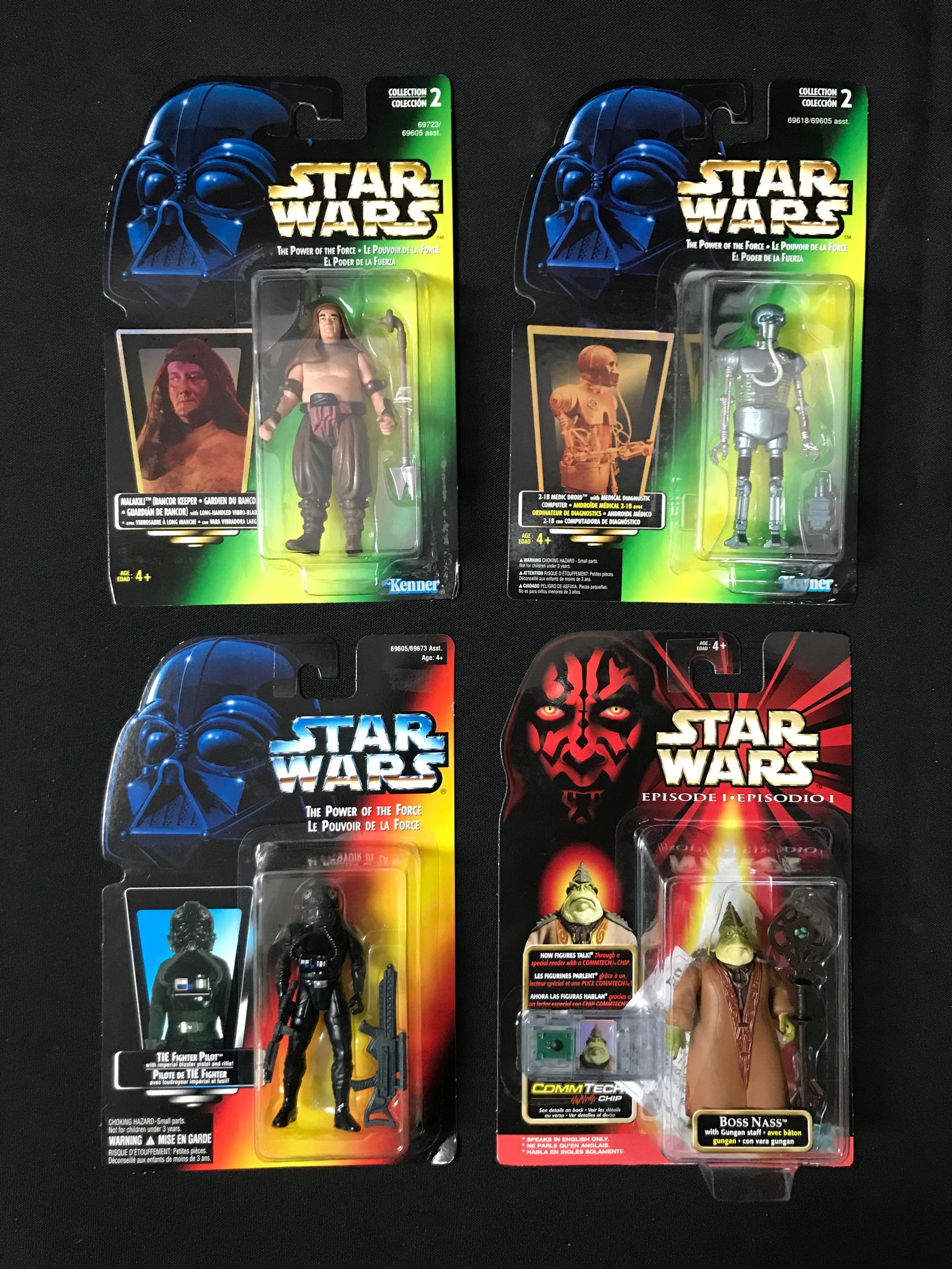 LOT OF 4 VINTAGE STAR WARS ACTION FIGURES - ON CARD: Prices are in Canadian dollars