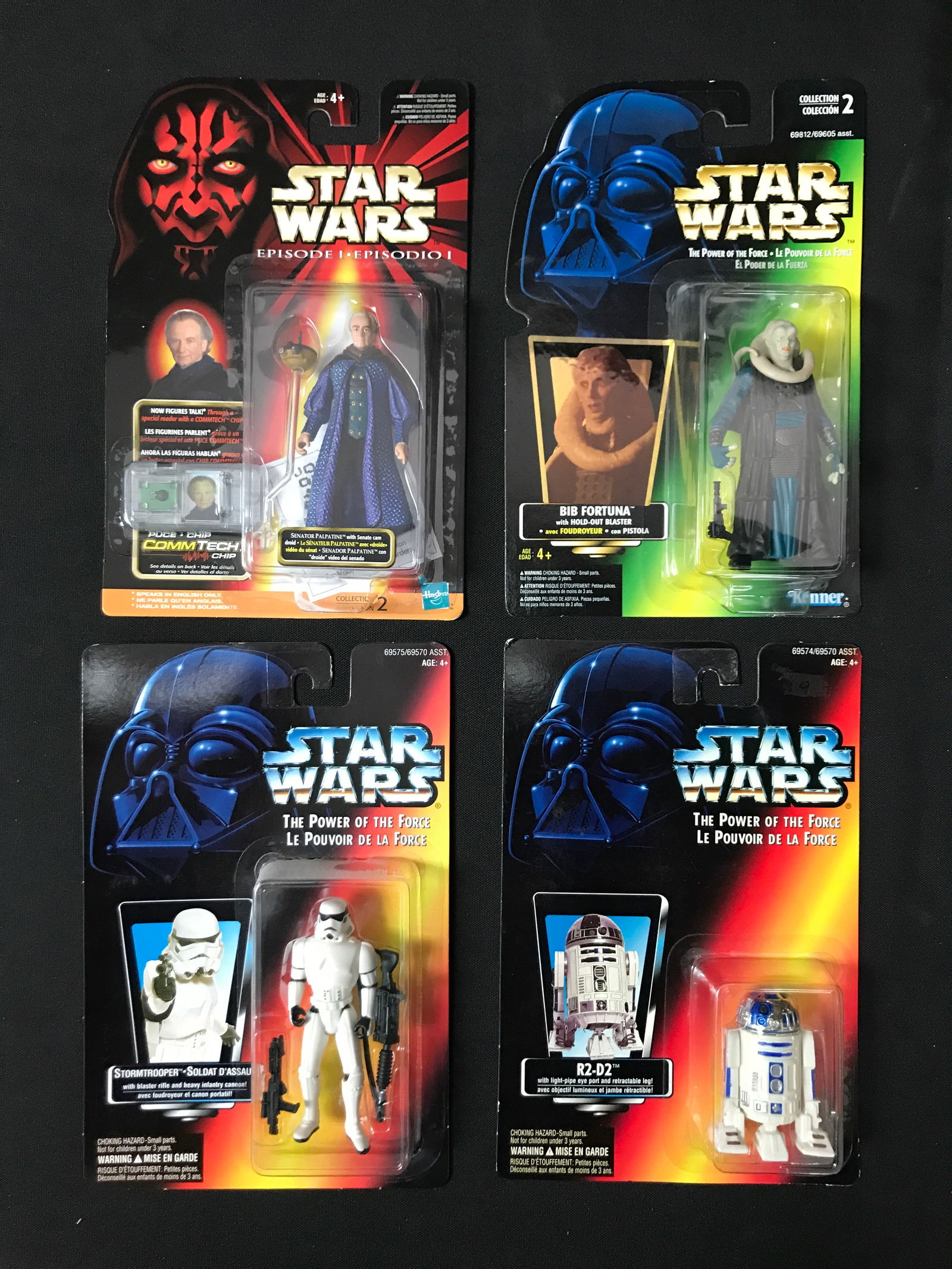 LOT OF 4 VINTAGE STAR WARS ACTION FIGURES - ON CARD: Prices are in Canadian dollars