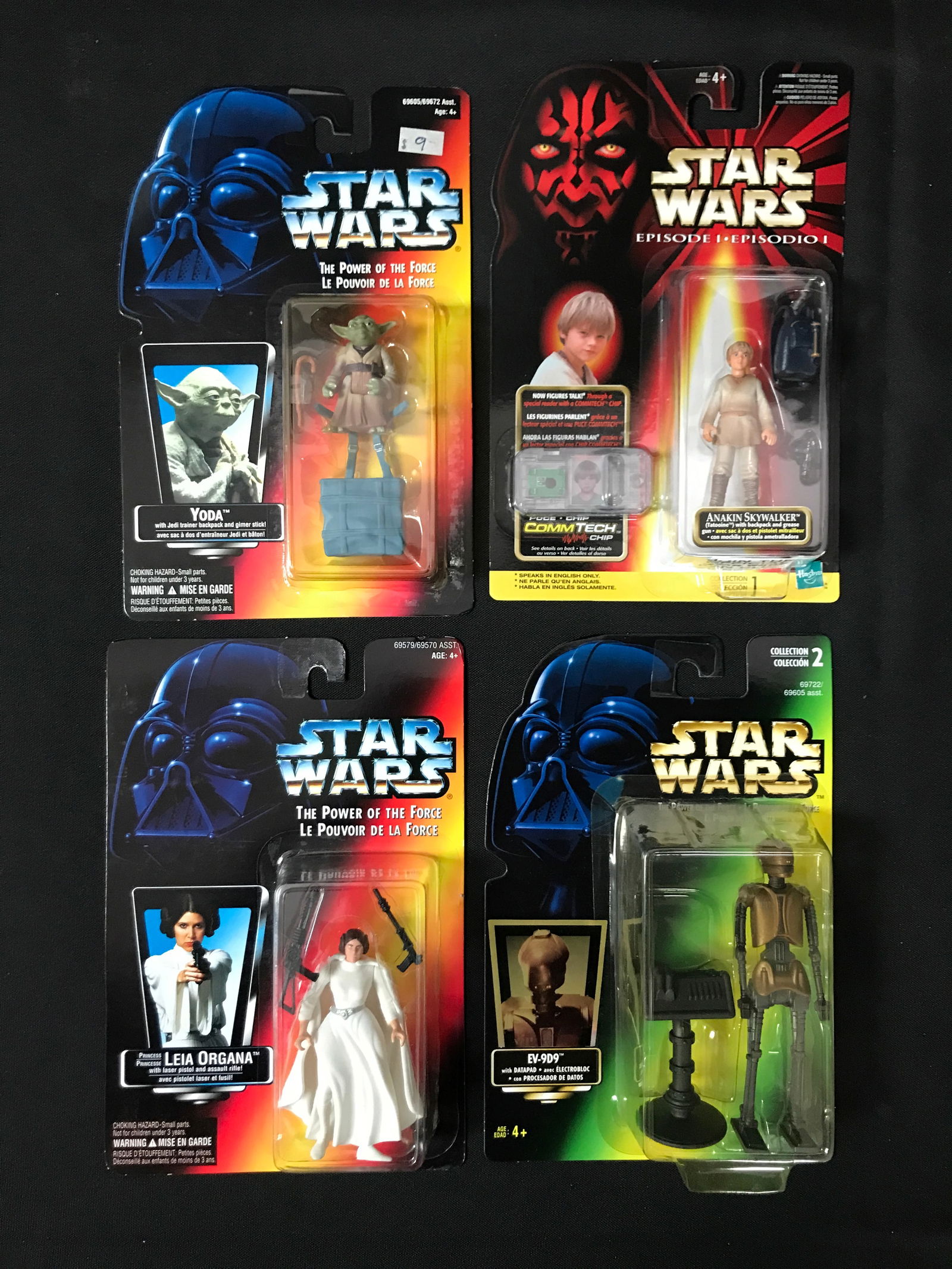 LOT OF 4 VINTAGE STAR WARS ACTION FIGURES - ON CARD: Prices are in Canadian dollars