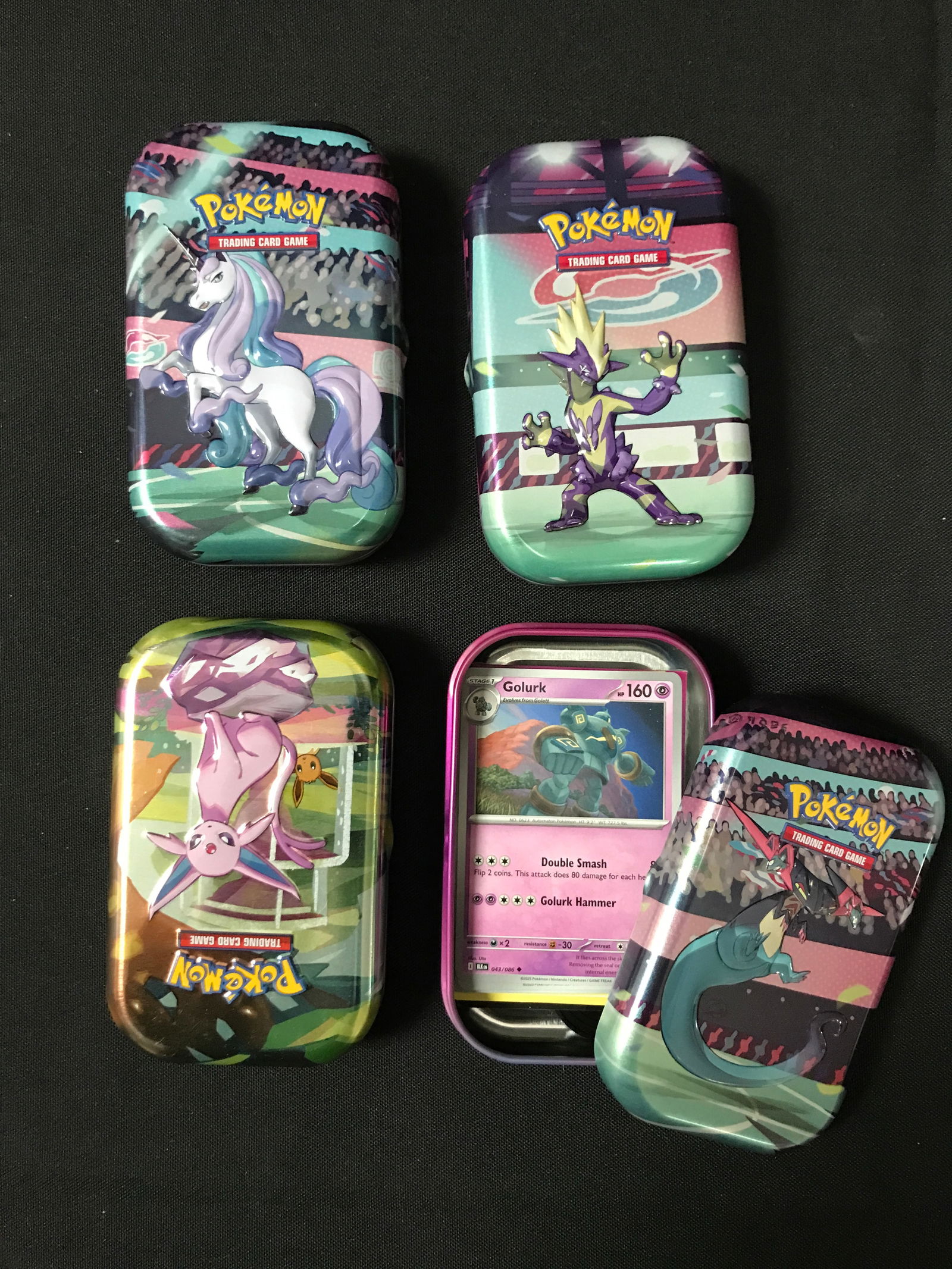 LOT OF 4 POKEMON TCG TIN BOXES WITH CARDS (1 of 1)