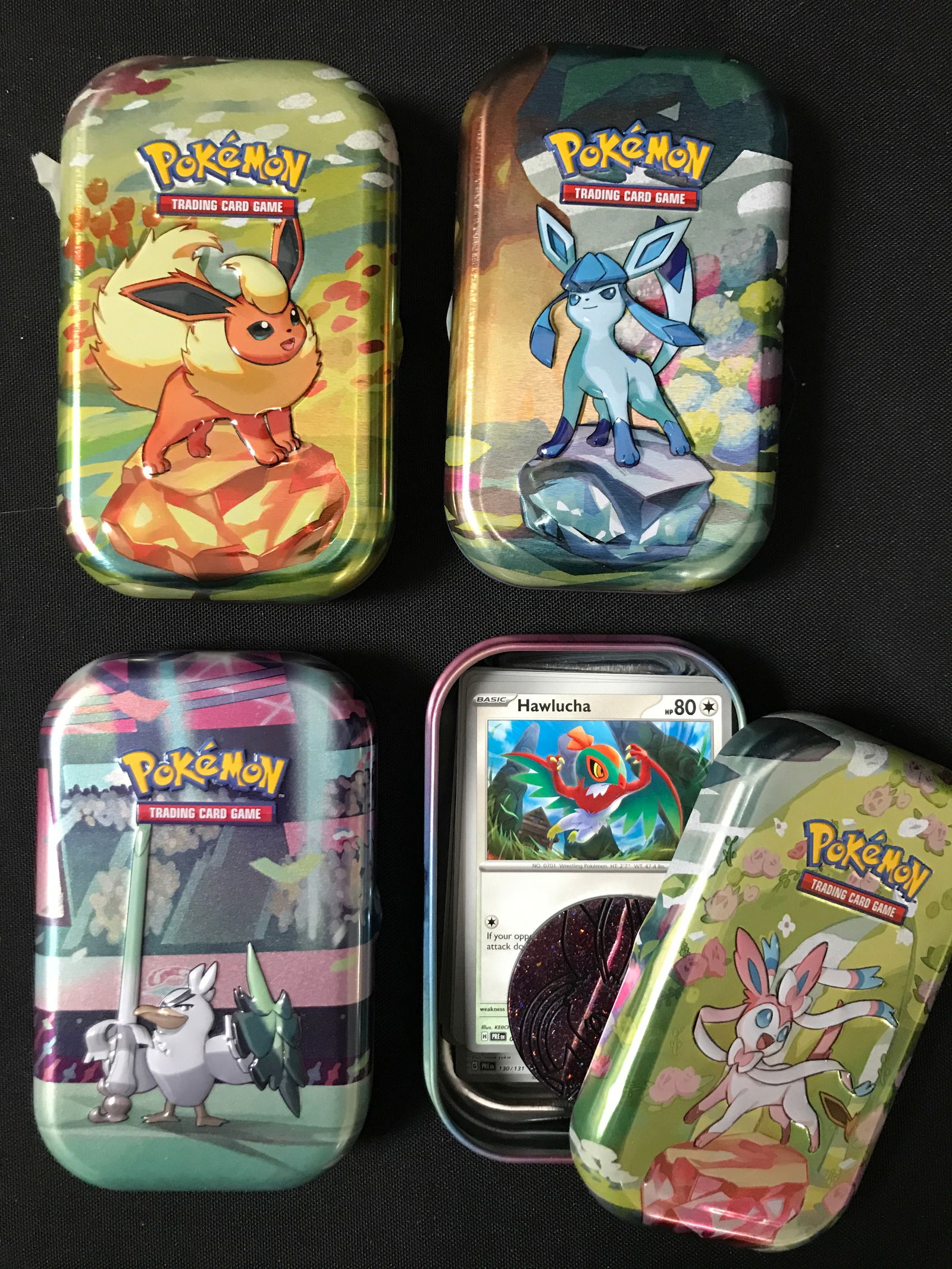 LOT OF 4 POKEMON TCG TIN BOXES WITH CARDS (1 of 1)