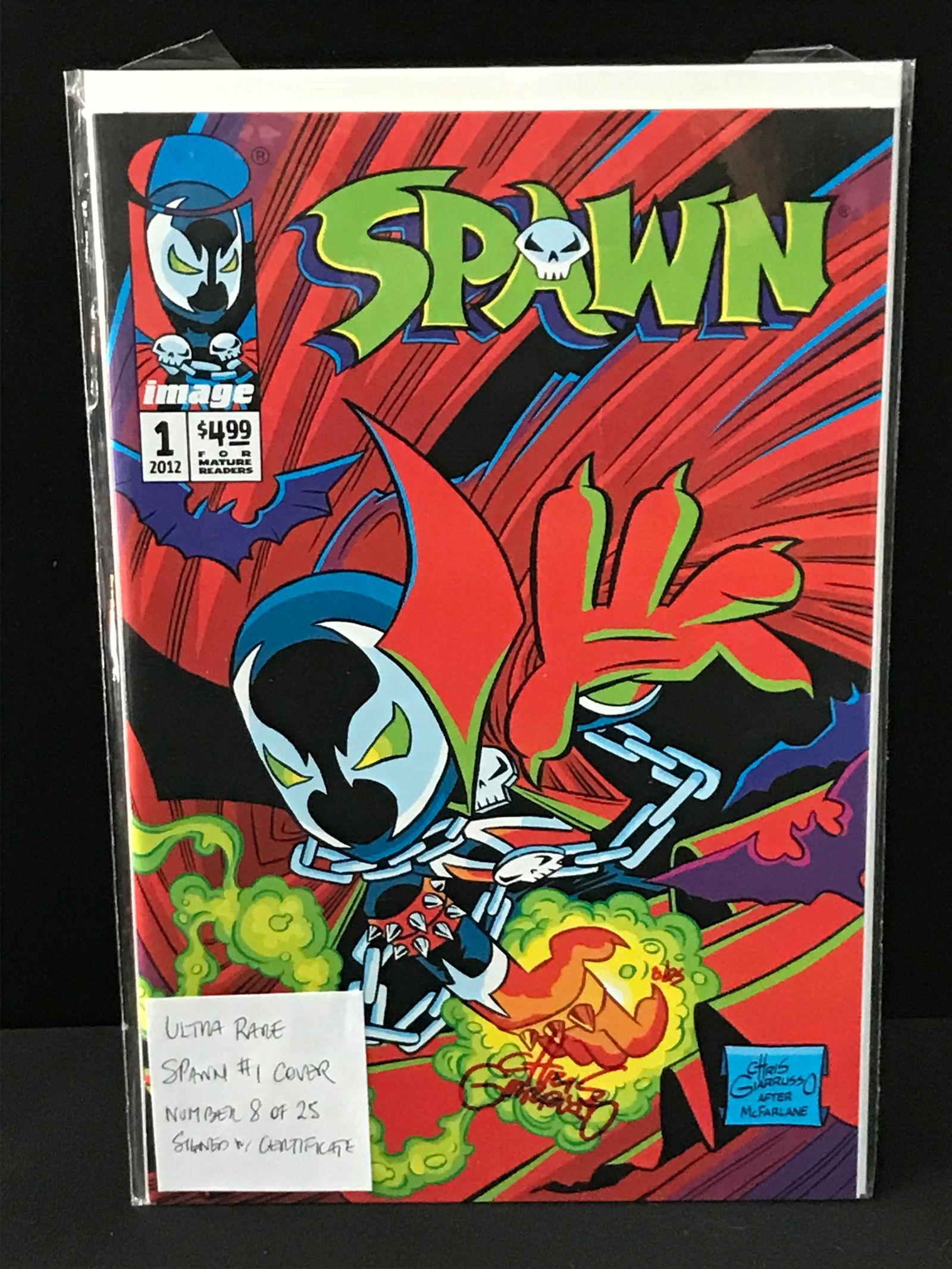 SPAWN #1 COVER #8 OF 25 ULTRA RARE SIGNED BY CHRIS GIARRUSSO WITH COA - IMAGE COMICS (1 of 2)