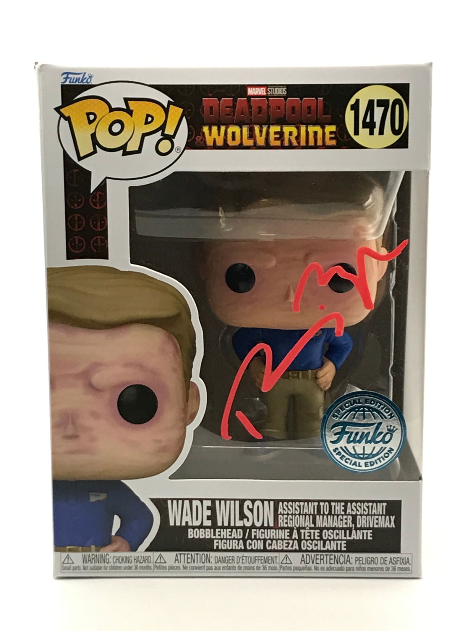 RYAN REYNOLDS SIGNED WADE WILSON FUNKO POP - KB COA (1 of 2)