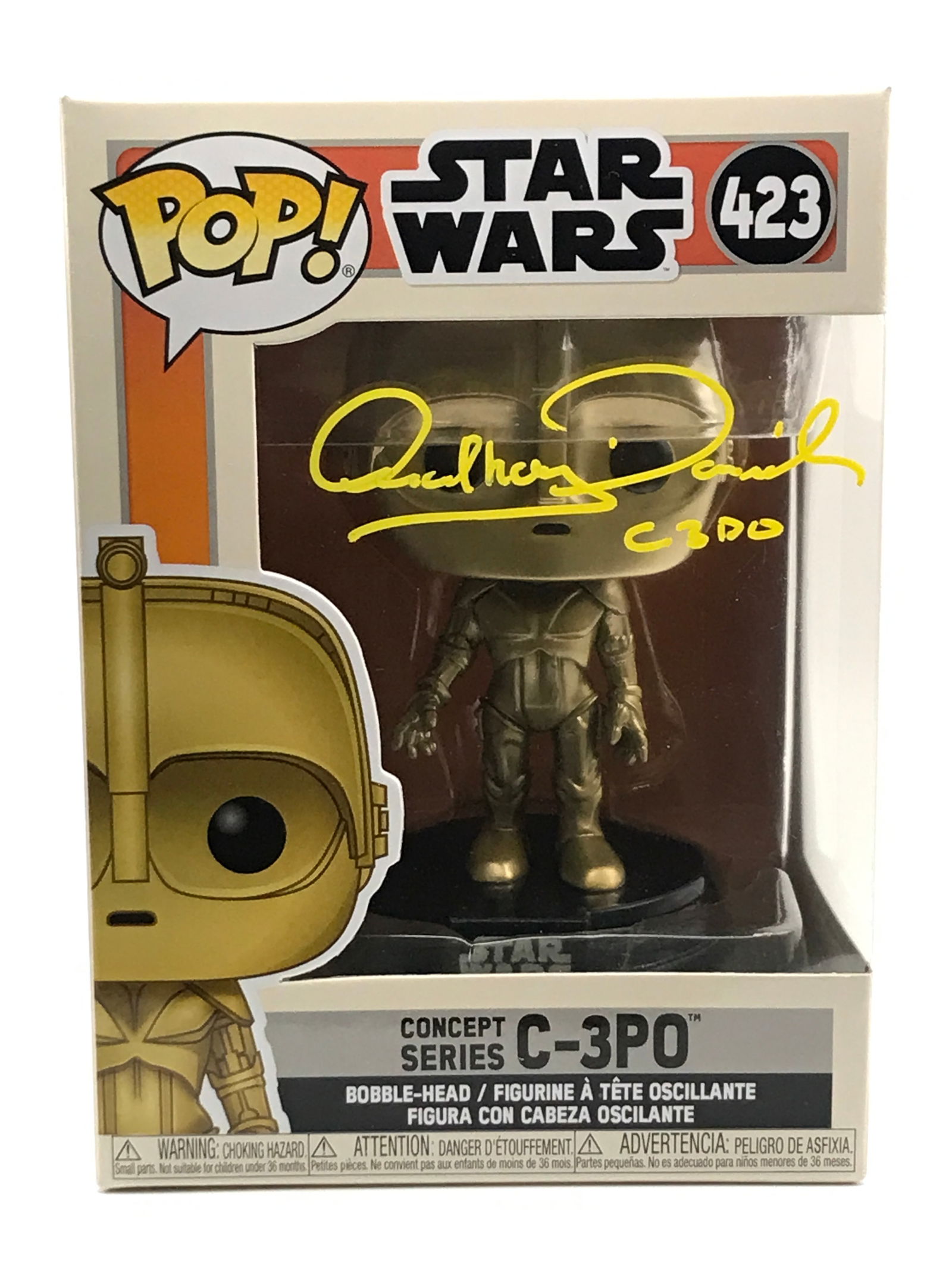 ANTHONY DANIELS SIGNED C-3P0 FUNKO POP - WWOC COA (1 of 2)