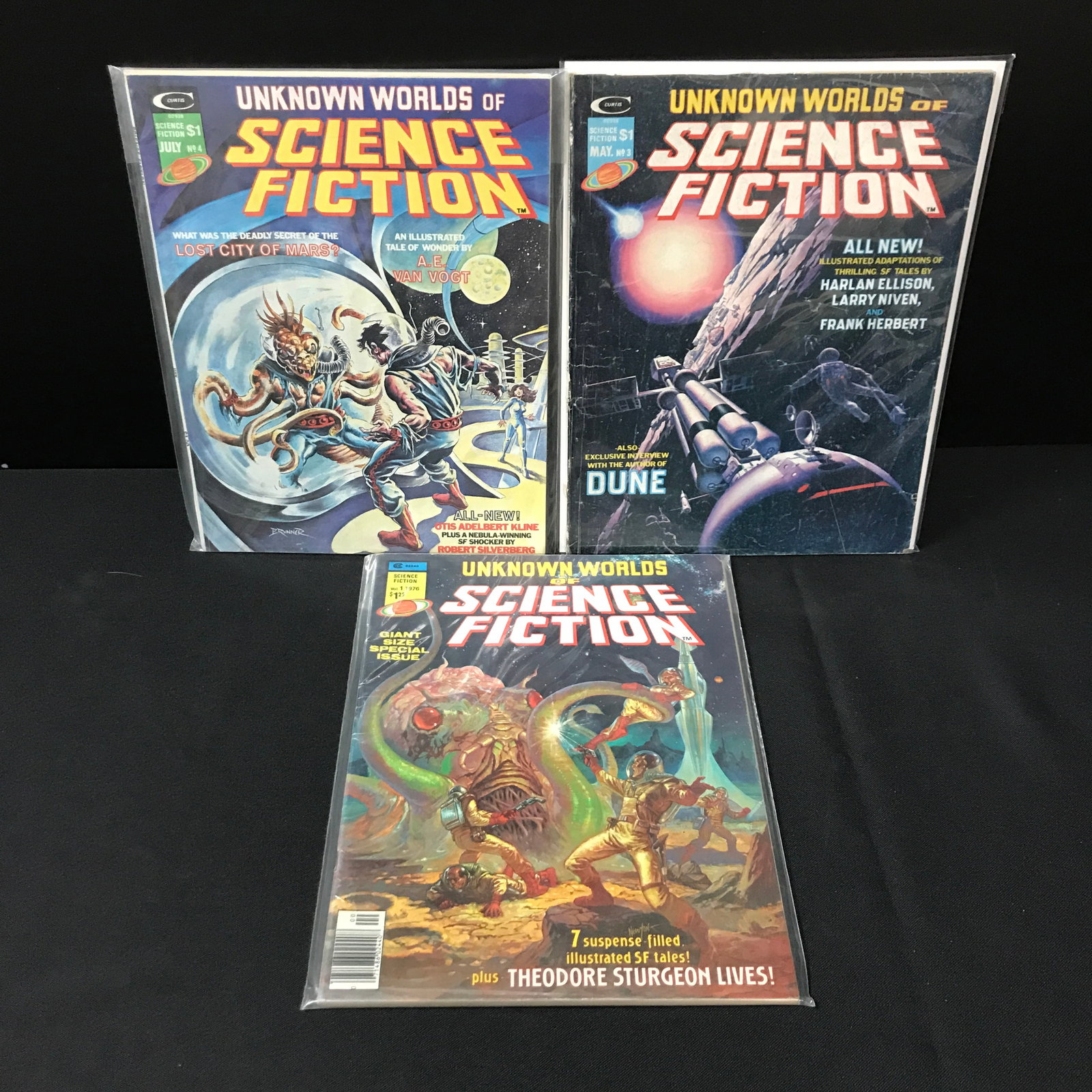 LOT OF 3 UNKNOWN WORLDS OF SCIENCE FICTION - CURTIS COMICS: Prices are in Canadian dollars