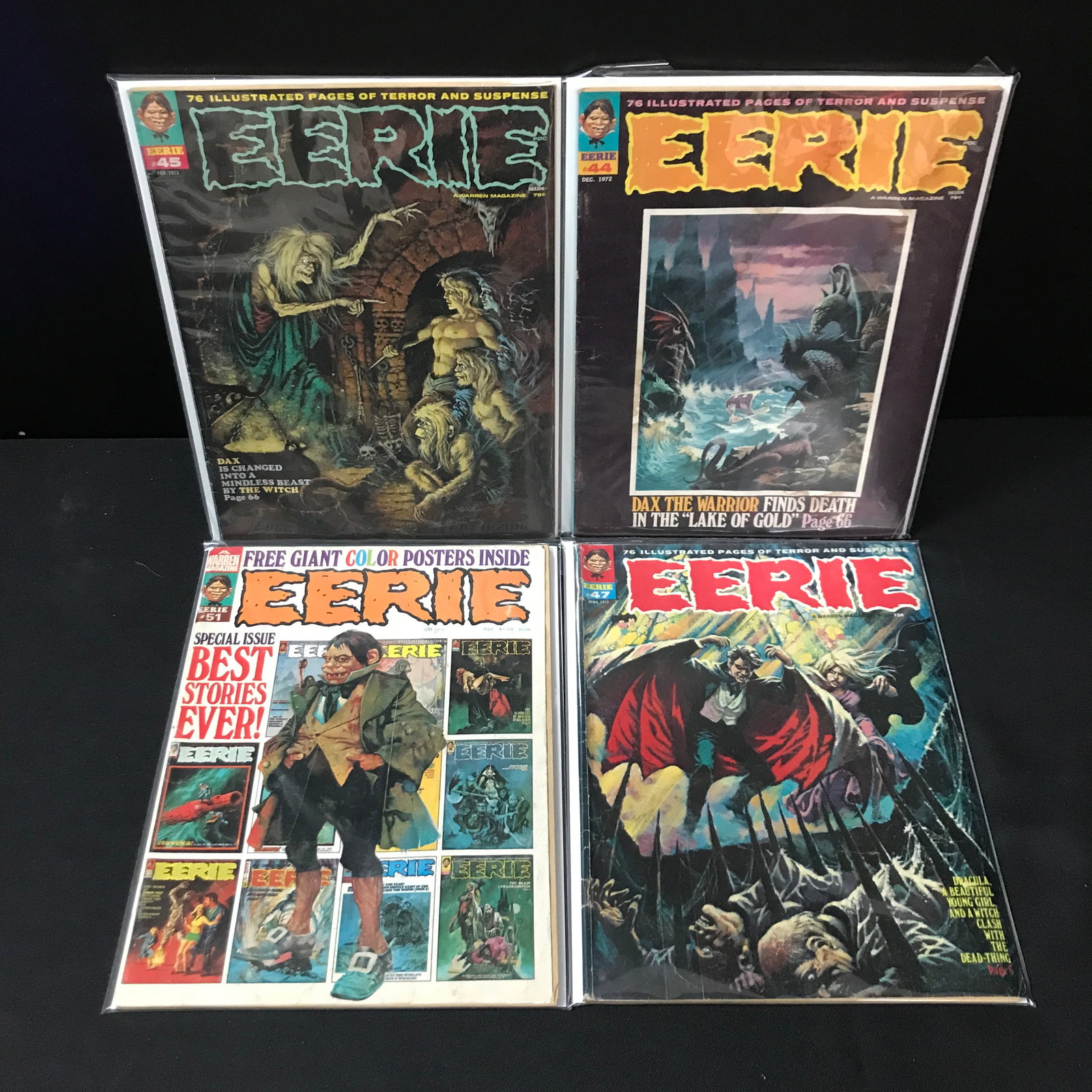 LOT OF 4 EERIE COMICS - WARREN MAGAZINE: Prices are in Canadian Dollars