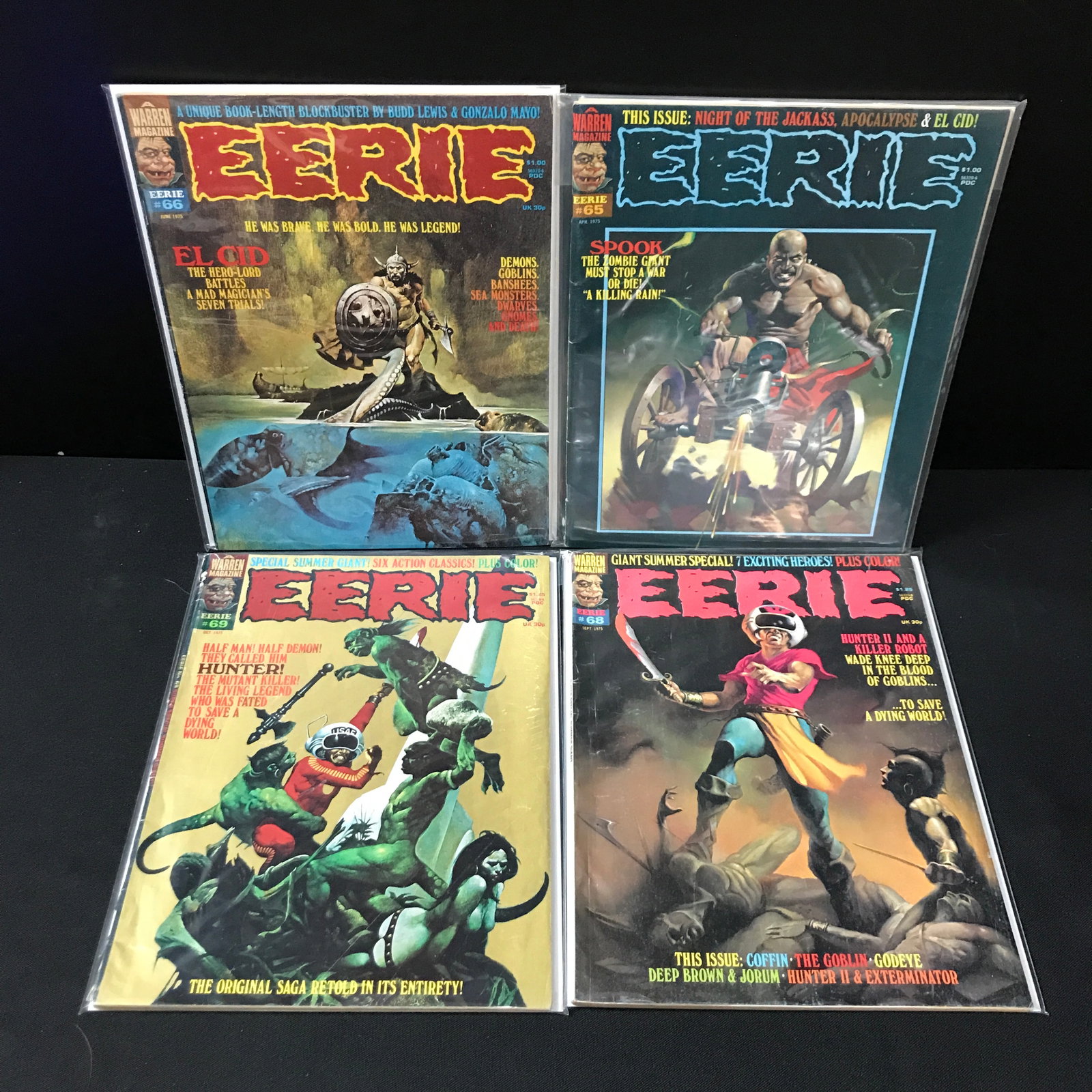 LOT OF 4 EERIE COMICS - WARREN MAGAZINE: Prices are in Canadian Dollars