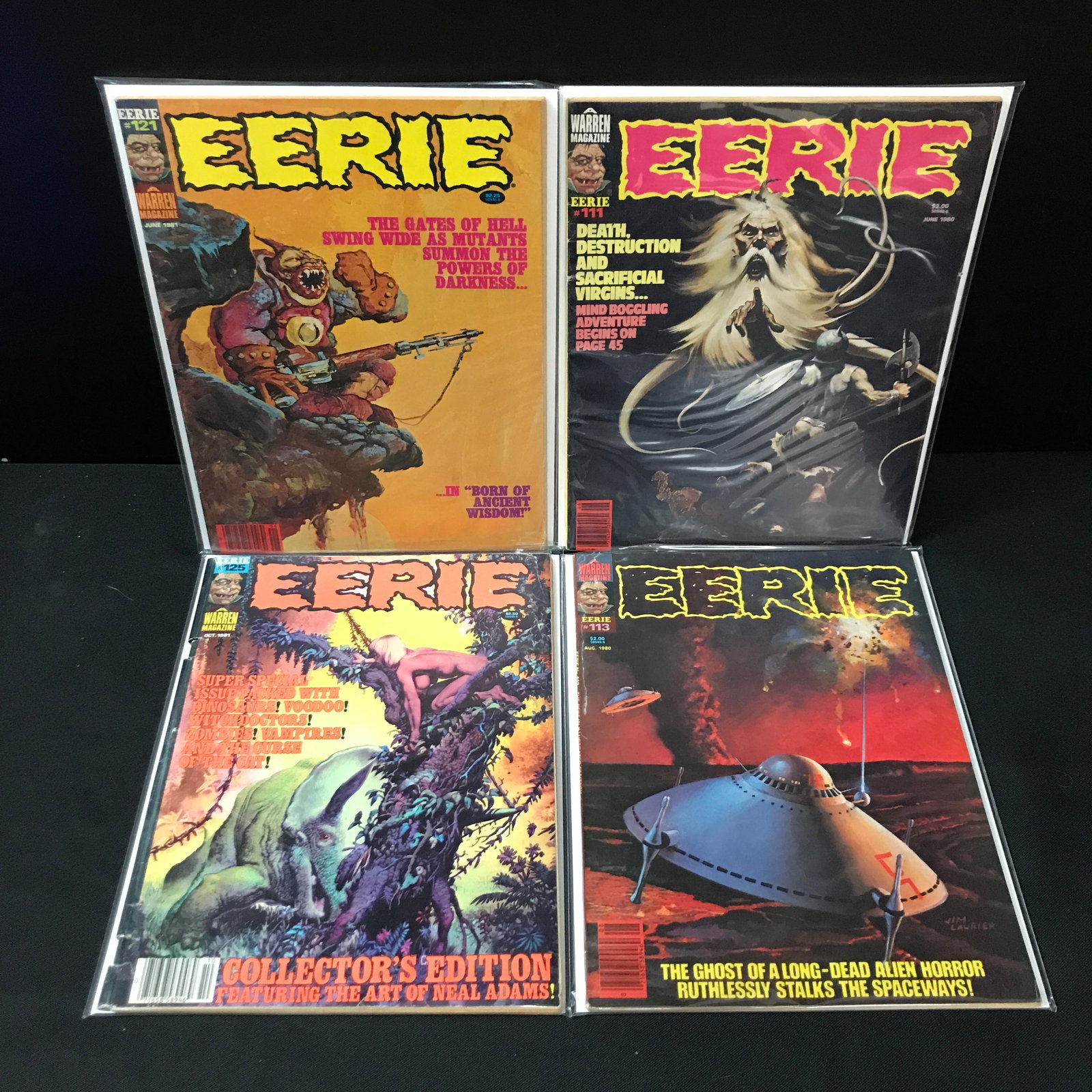 LOT OF 4 EERIE COMICS - WARREN MAGAZINE: Prices are in Canadian Dollars