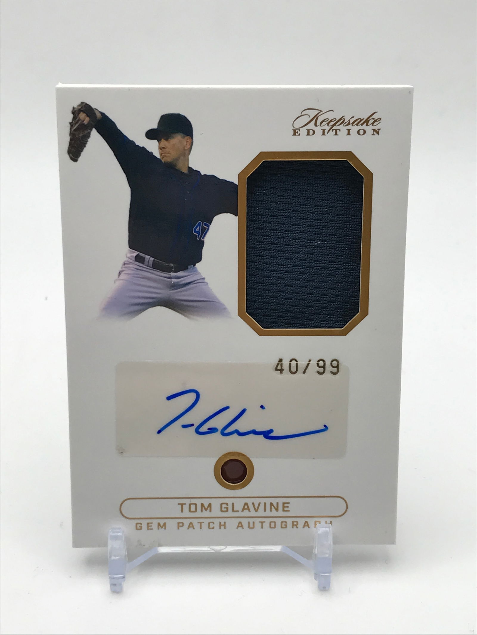 2024 KEEPSAKE EDITION TOM GLAVINE SIGNED GEM PATCH TRADING CARD 40/99 (1 of 2)