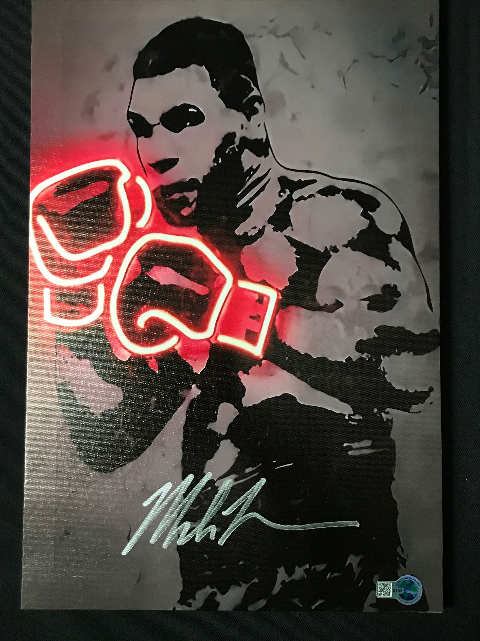 MIKE TYSON SIGNED 11 X 18 CANVAS WWOC COA (1 of 1)