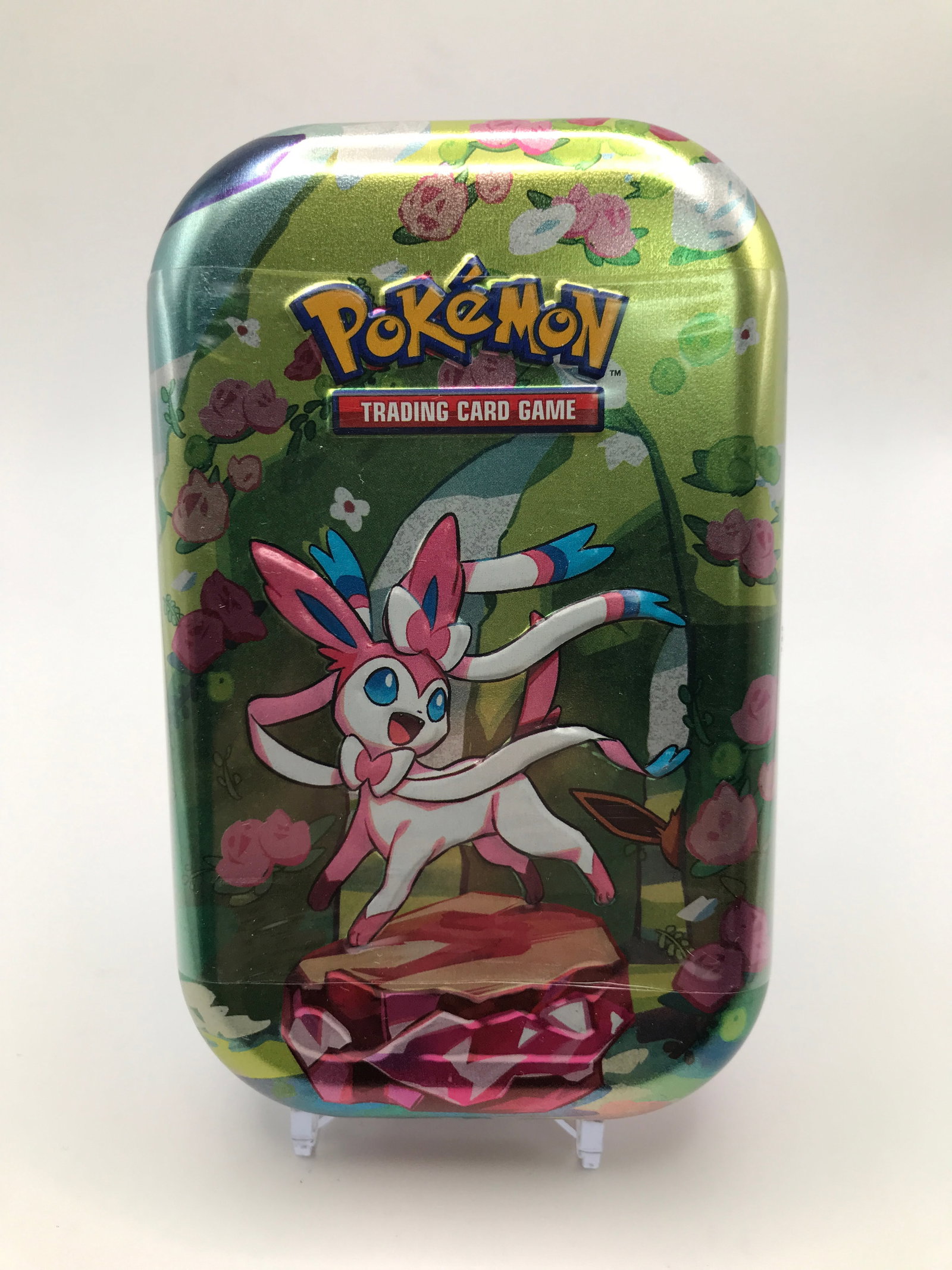 Pokemon TCG: Scarlet & Violet[x=#8212/]Prismatic Evolutions Mini Tin featuring the Pok?mon Sylveon.: Prices are in Canadian dollars