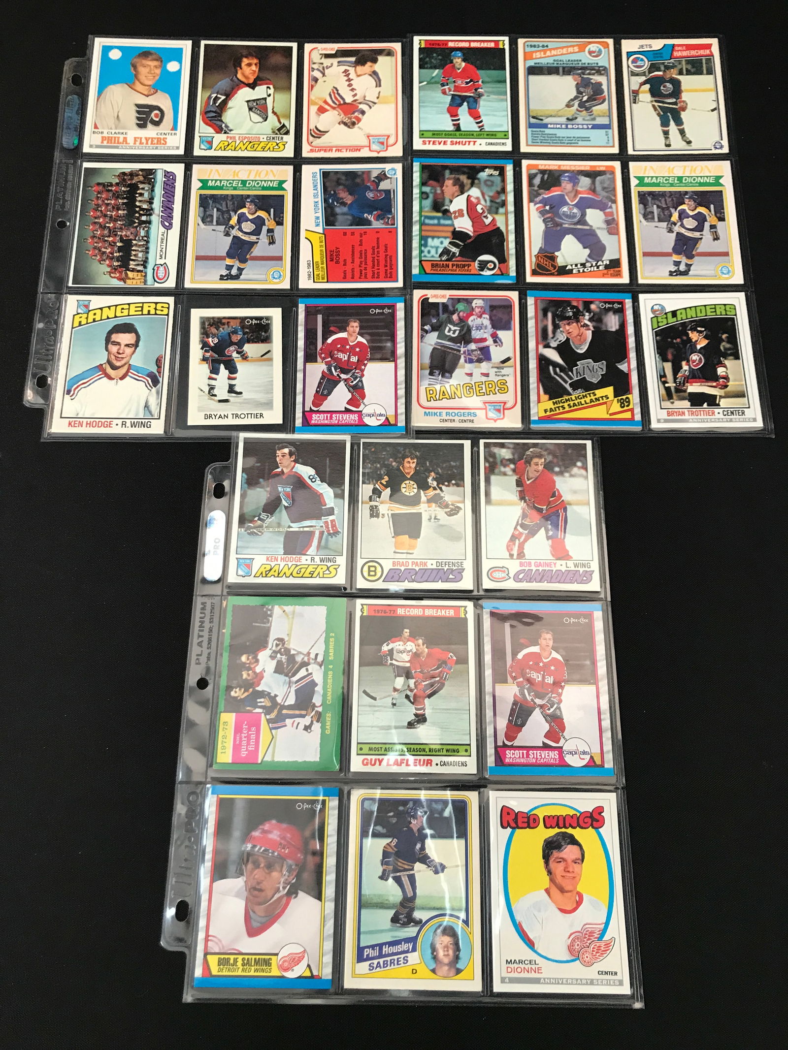 LOT OF 3 BINDER PAGES OF HOCKEY TRADING CARDS (1 of 1)