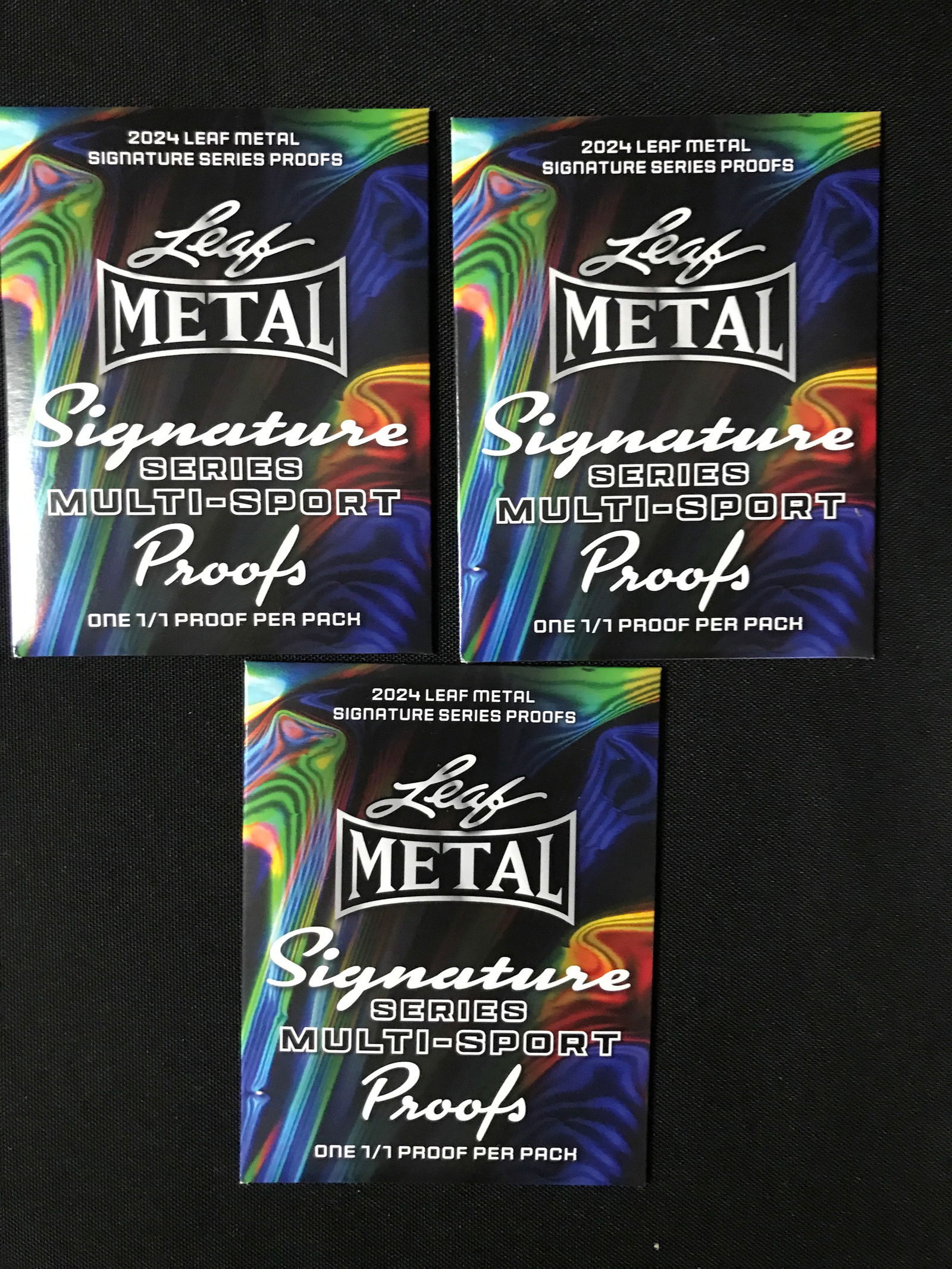 LOT OF 3 2024 LEAF METAL SIGNATURE SERIES MULTI SPORT PROOFS - EACH PACK CONTAINS A 1/1 (1 of 1)