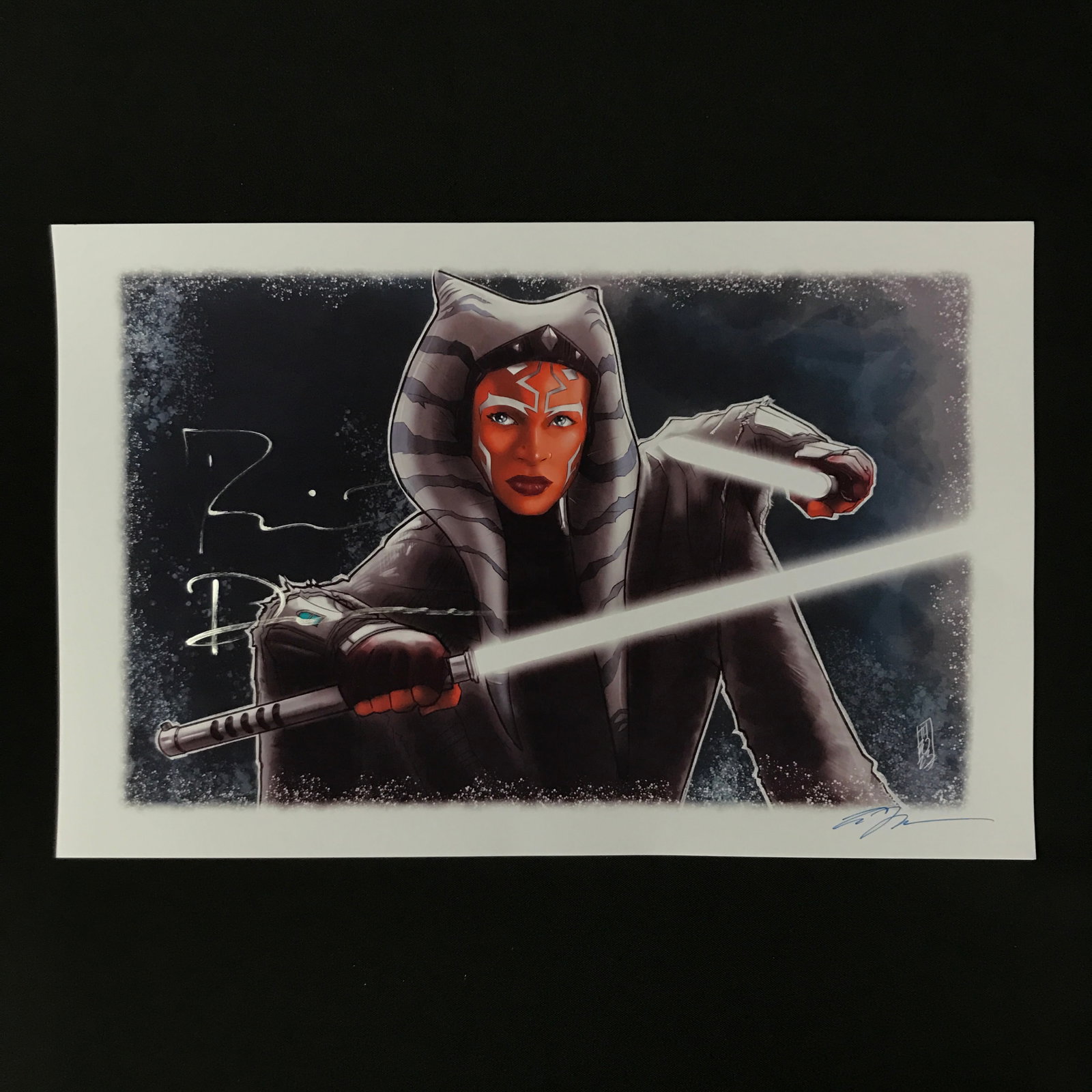 ROSARIO DAWSON AND ARTIST SIGNED AHSOKA TANO 11 X 18 LTD EDITION PRINT - CELBRITY AUTHENTICS COA: Prices are in Canadian dollars