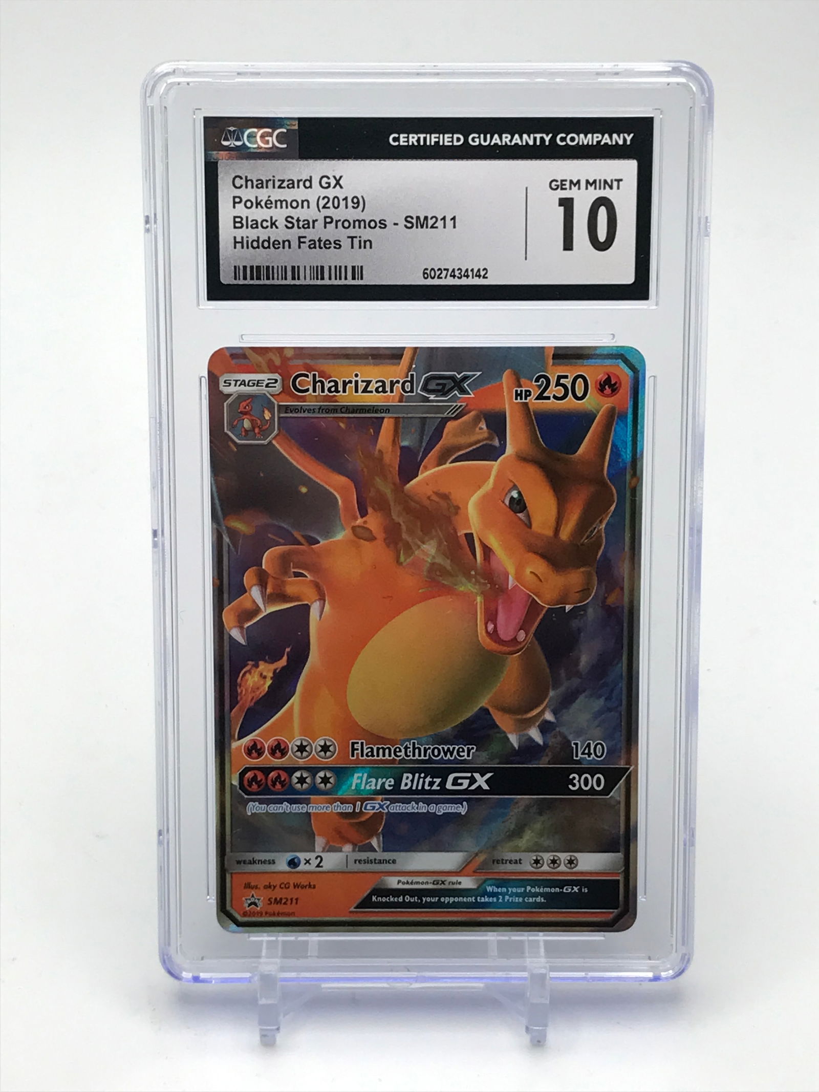 POKEMON TCG CHARIZARD GX POKEMON (2019) BLACK STAR PROMOS SM211 HIDDEN FATES TIN - GCGH GRADE 10 (1 of 2)