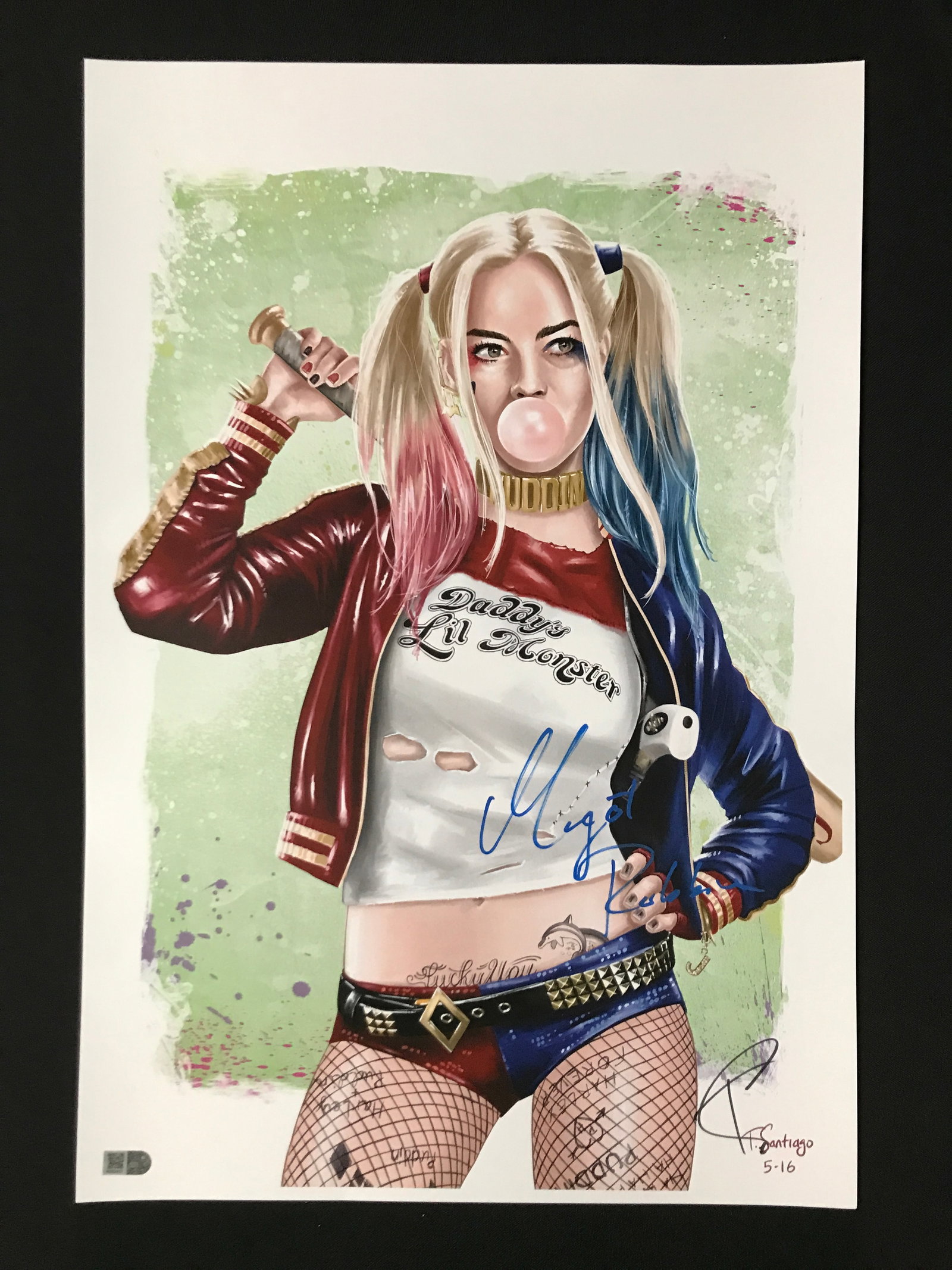 MARGOT ROBBIE AND ARTIST SIGNED HARLEY QUINN 11 X 18 LITHO SPORTS INTEGRITY COA: Prices are in Canadian dollars