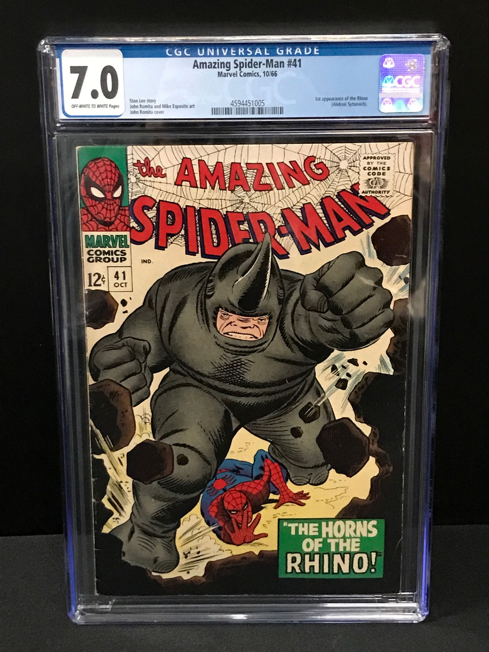THE AMAZING SPIDERMAN NO.41 (1ST APPEARANCE RHINO) - CGC GRADE 7: Prices are in Canadian dollars