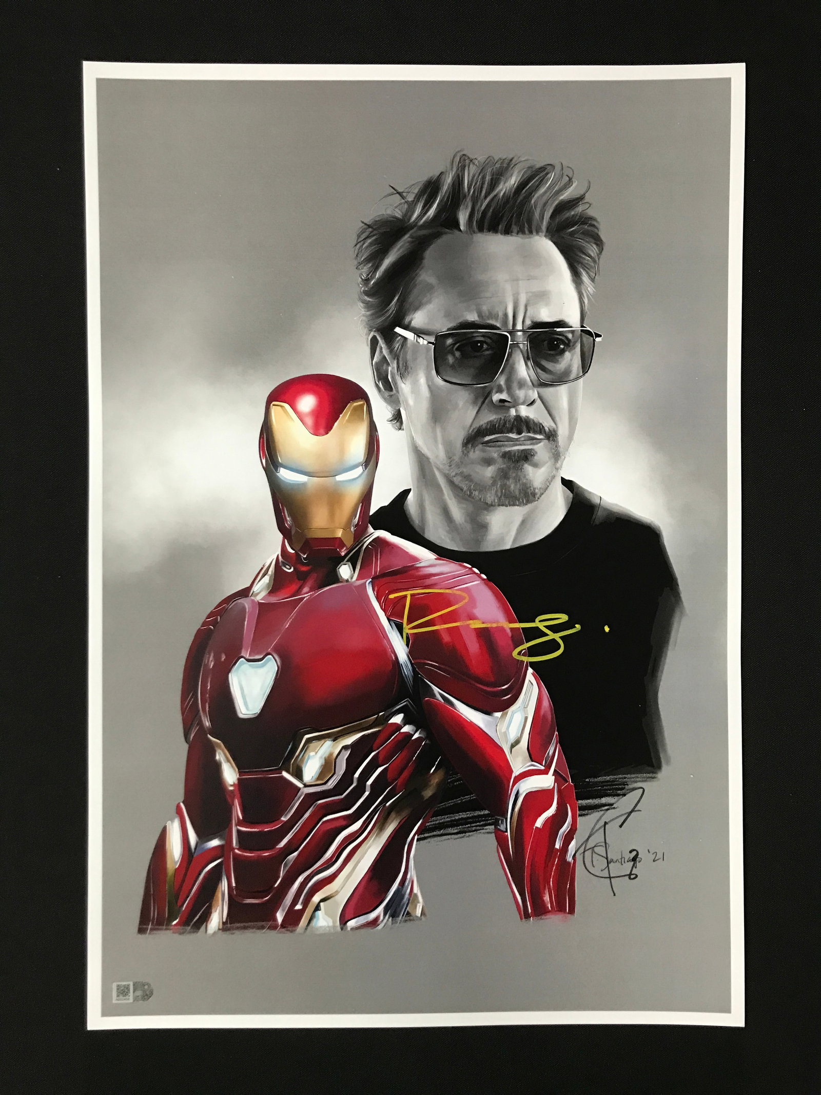 ROBERT DOWNEY JR AND T SANTIAGO SIGNED IRON MAN 11 X 18 LITHO WITH COA: Prices are in Canadian dollars