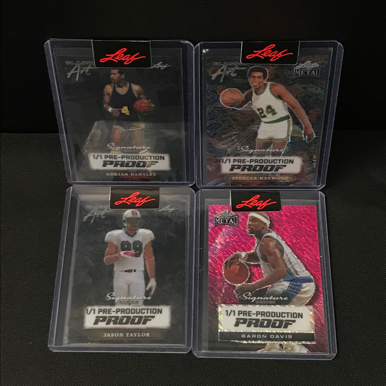 LOT OF 4 LEAF PRE PRODUCTION PROOF SPORTS CARDS - EACH IS A 1/1 (1 of 1)