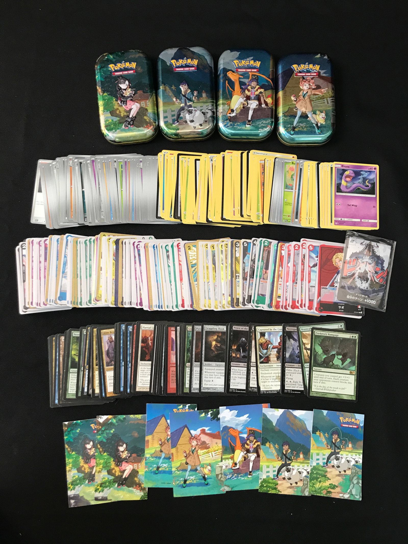 LOT OF POKEMON TCG LOOSE CARDS AND 4 POKEMON TINS: Prices are in Canadian dollars