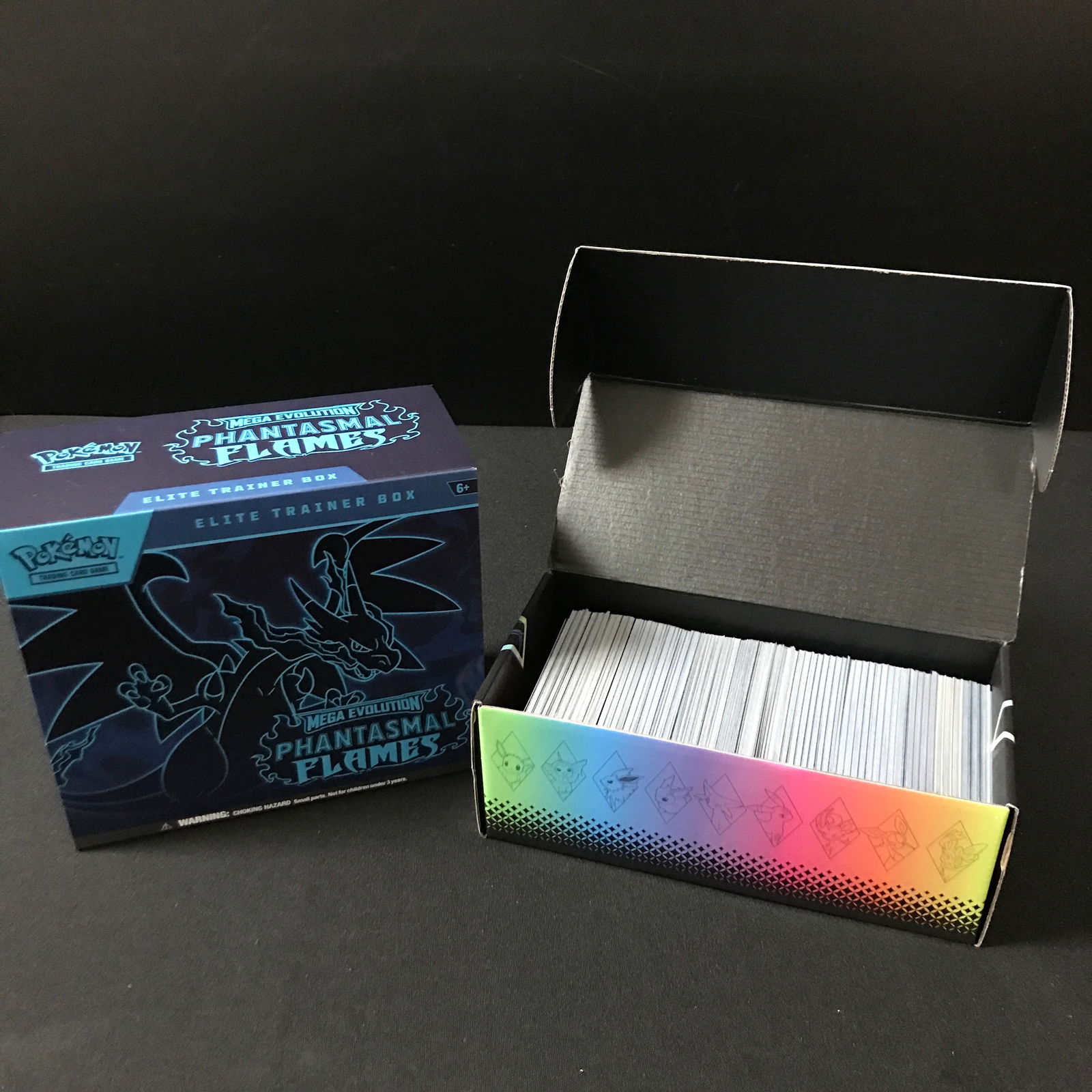 LOT OF 2 BOXES OF POKEMON TCG TRADING CARDS MEGA EVOLUTION PHANTASMAL FLAMES AND 1 BOX OF LOOSE CARD (1 of 1)
