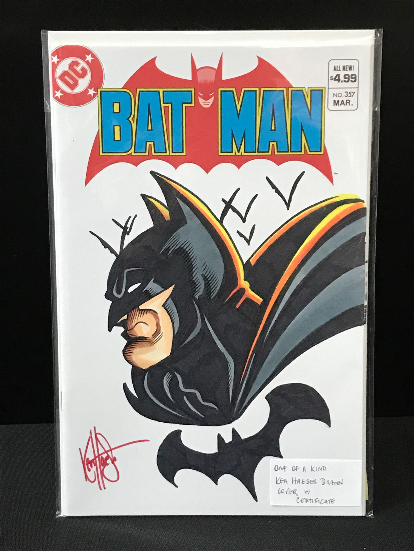 BATMAN #357 ONE OF A KIND KEN HAESER DRAWN COVER WITH CERTIFICATE - DC COMICS (1 of 2)