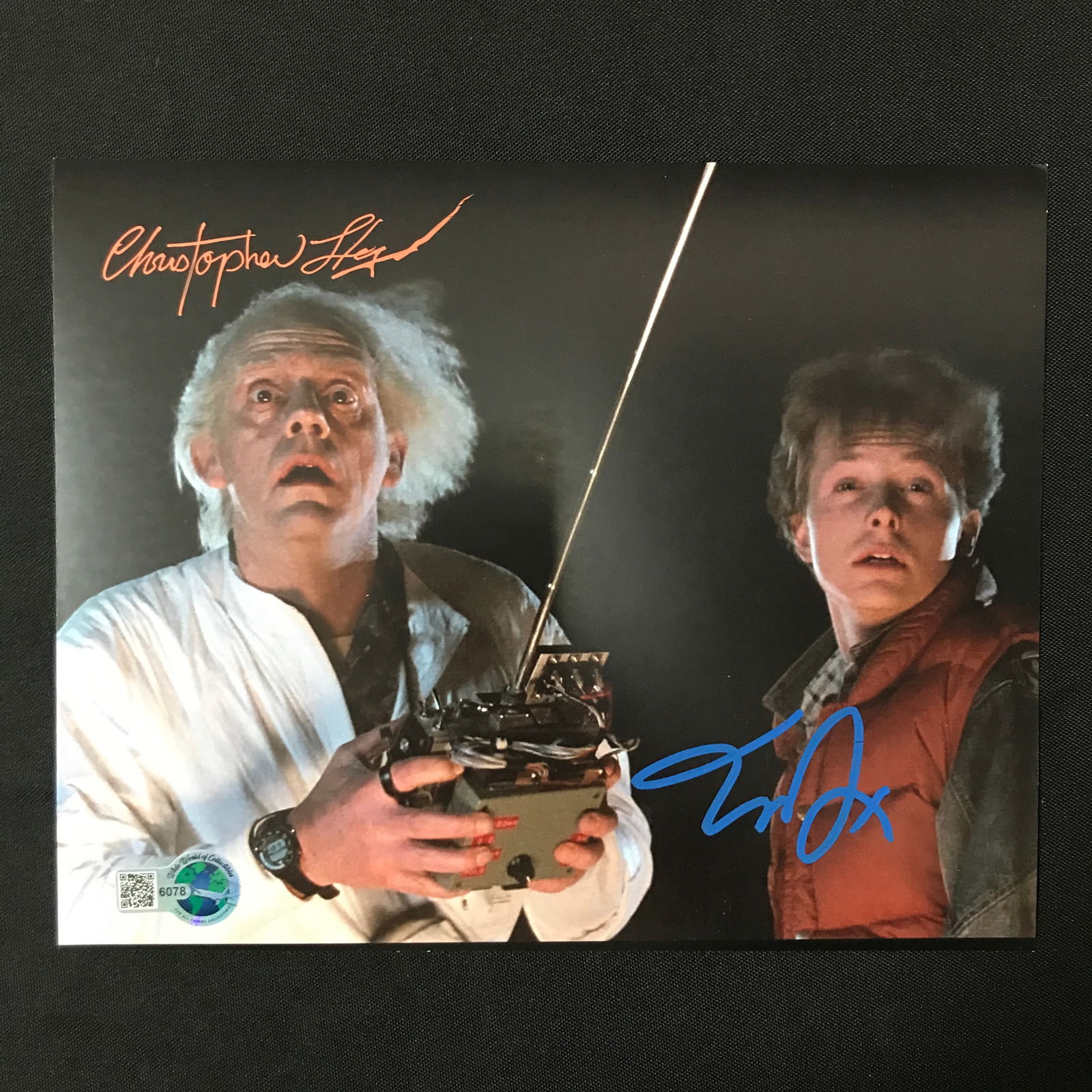 CHRISTOPHER LLOYD AND MICHAEL J FOX DUAL SIGNED 8X10 - WWOC COA: Prices are in Canadian dollars