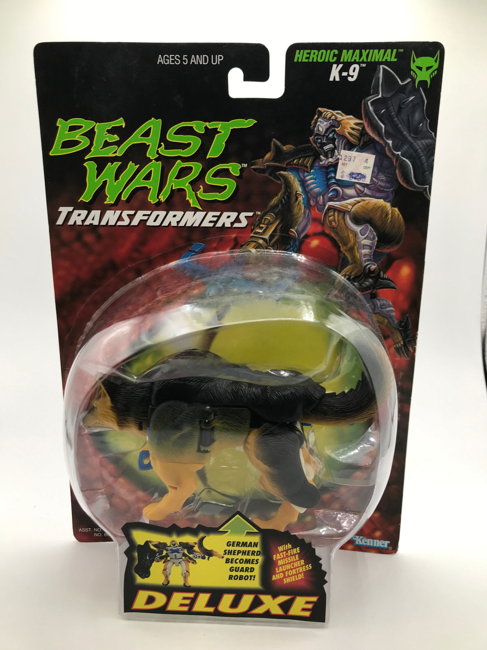 MINT ON CARD KENNER 1996 TRANSFORMERS BEASTWARS K-9 (1 of 2)