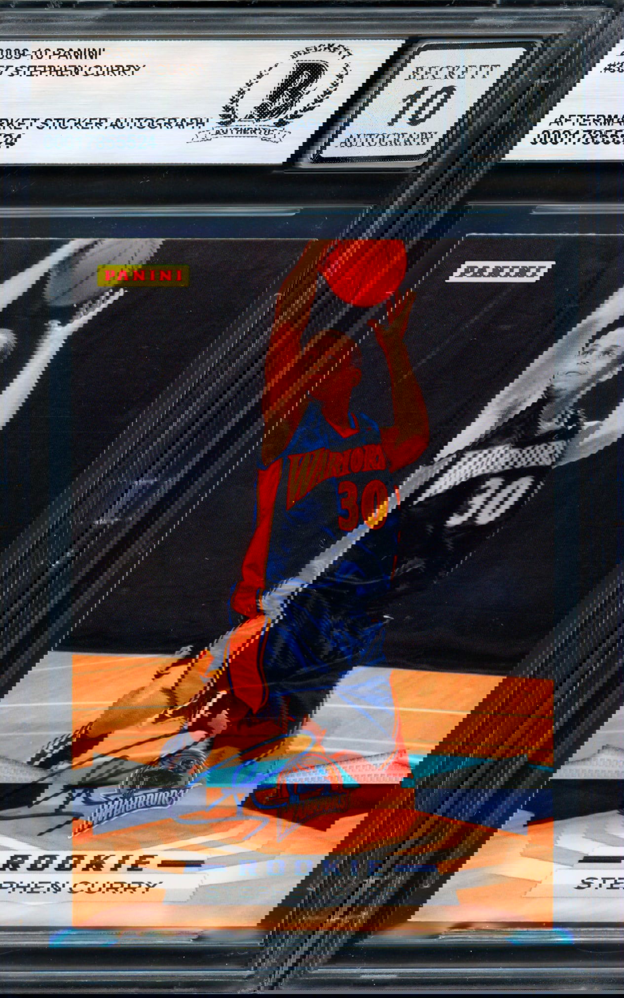 2009-10 PANINI STEPHEN CURRY SIGNED ROOKIE TRADING CARD - BECKETT GRADE 10 (1 of 2)