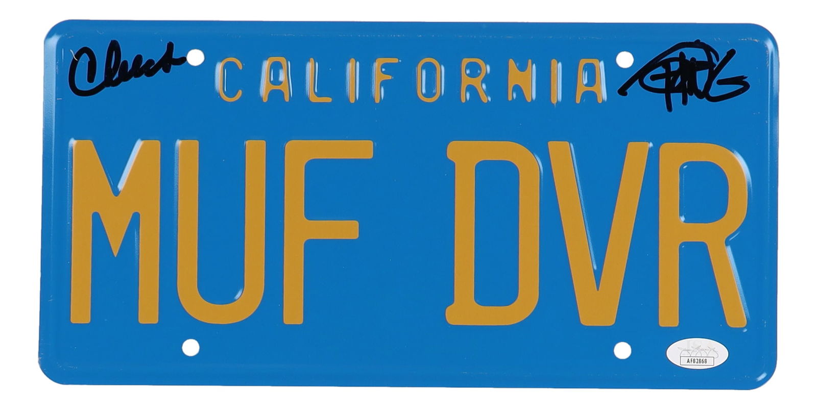 CHEECH AND CHONG SIGNED MUF DVR LICENSE PLATE - JSA COA (1 of 1)