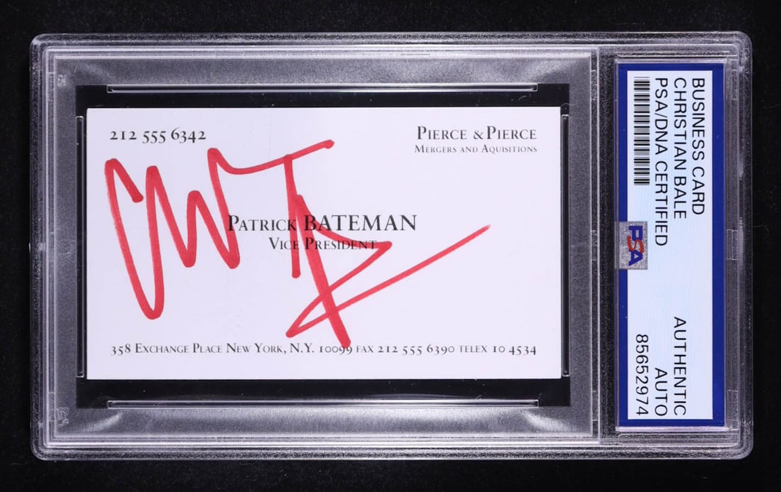 CHRISTIAN BALE SIGNED BUSINESS CARD - PSA ENCAPSULATED COA (1 of 2)