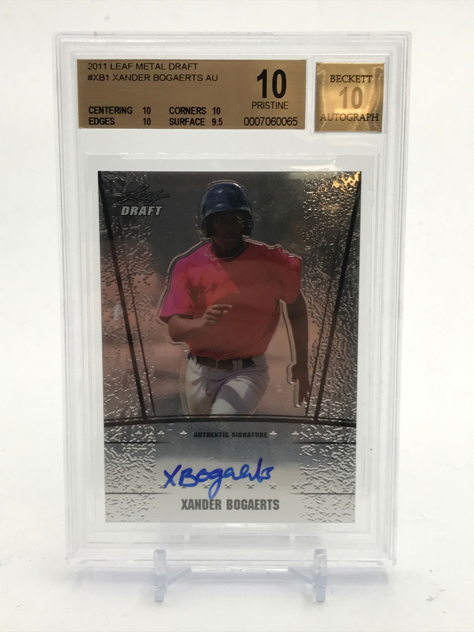 2011 LEAF METAL DRAFT XANDER BOGAERTS AU SIGNED TRADING CARD - BECKETT GRADE 10 (1 of 1)
