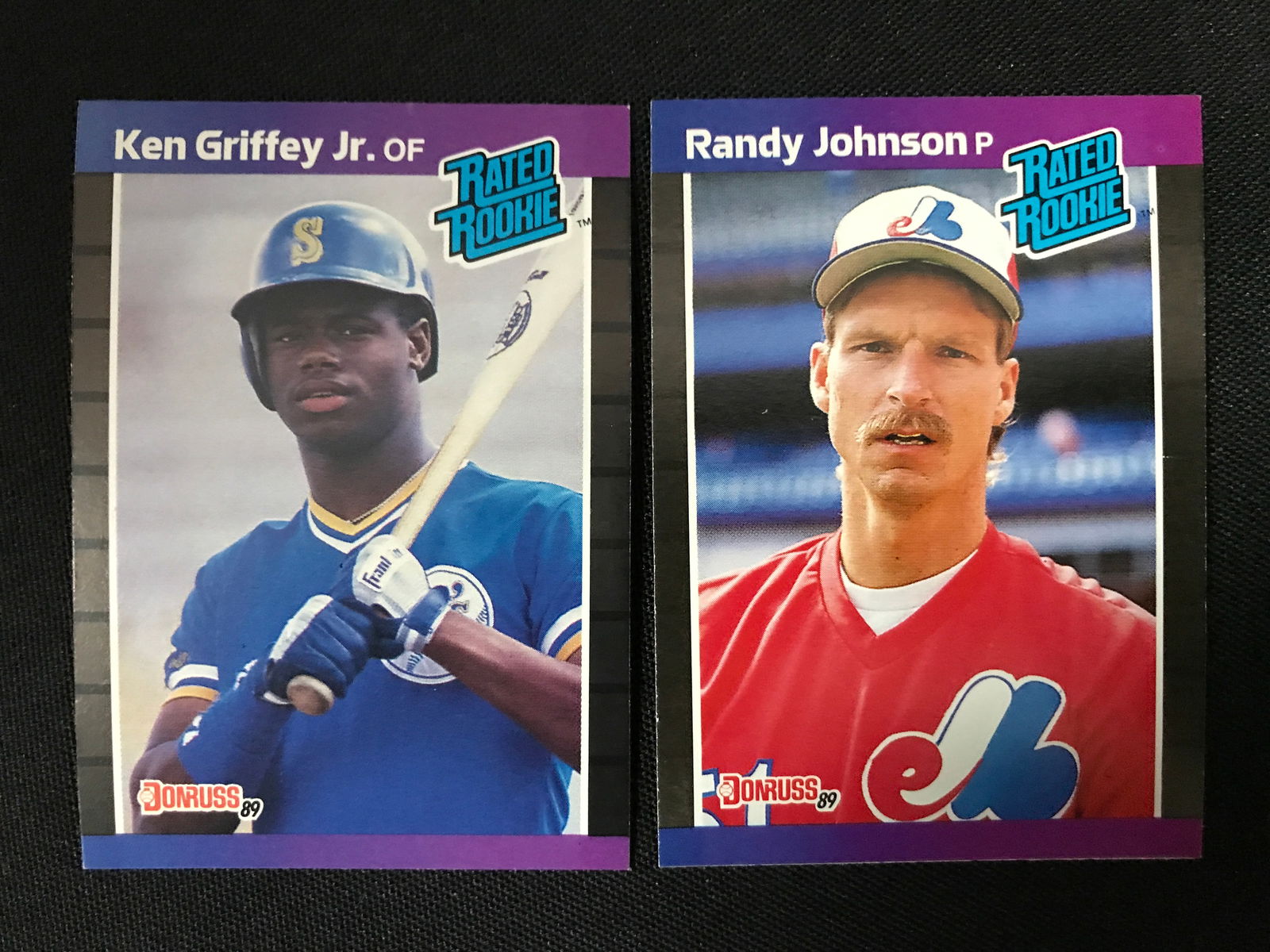 1989 DONRUSS KEN GRIFFEY JR AND RANDY JOHNSON RATED ROOKIES BASEBALL CARDS (1 of 2)