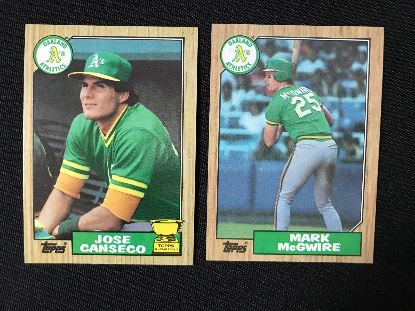 1988 TOPPS JOSE CANSECO RC AND MARK MCGWIRE ROOKIE CARD OAKLAND ATHLETIC BASEBALL TRADING CARDS (1 of 2)