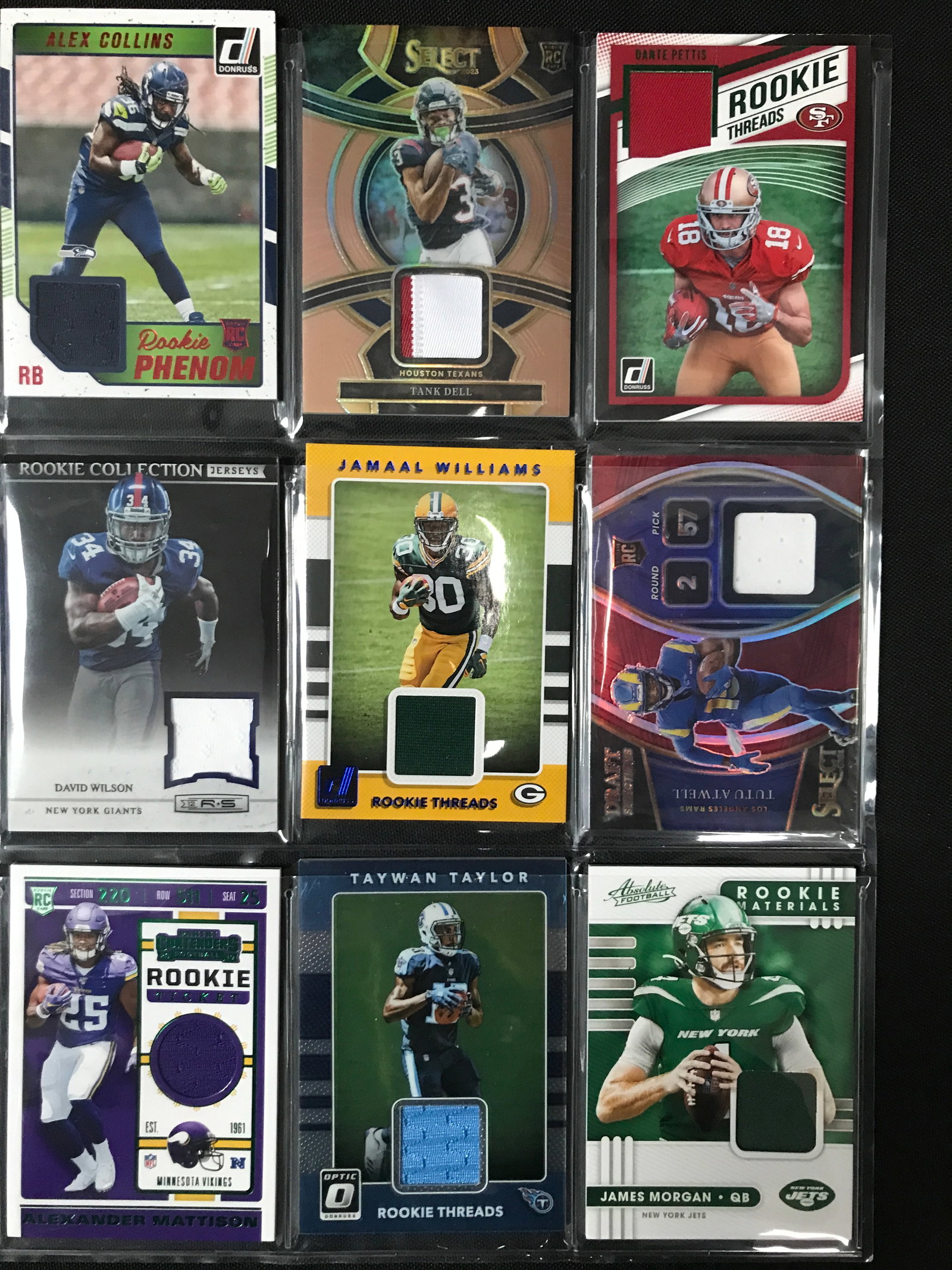 LOT OF 9 PATCH NFL TRADING CARDS INCLUDING SEVERAL ROOKIES: Prices are in Canadian dollars