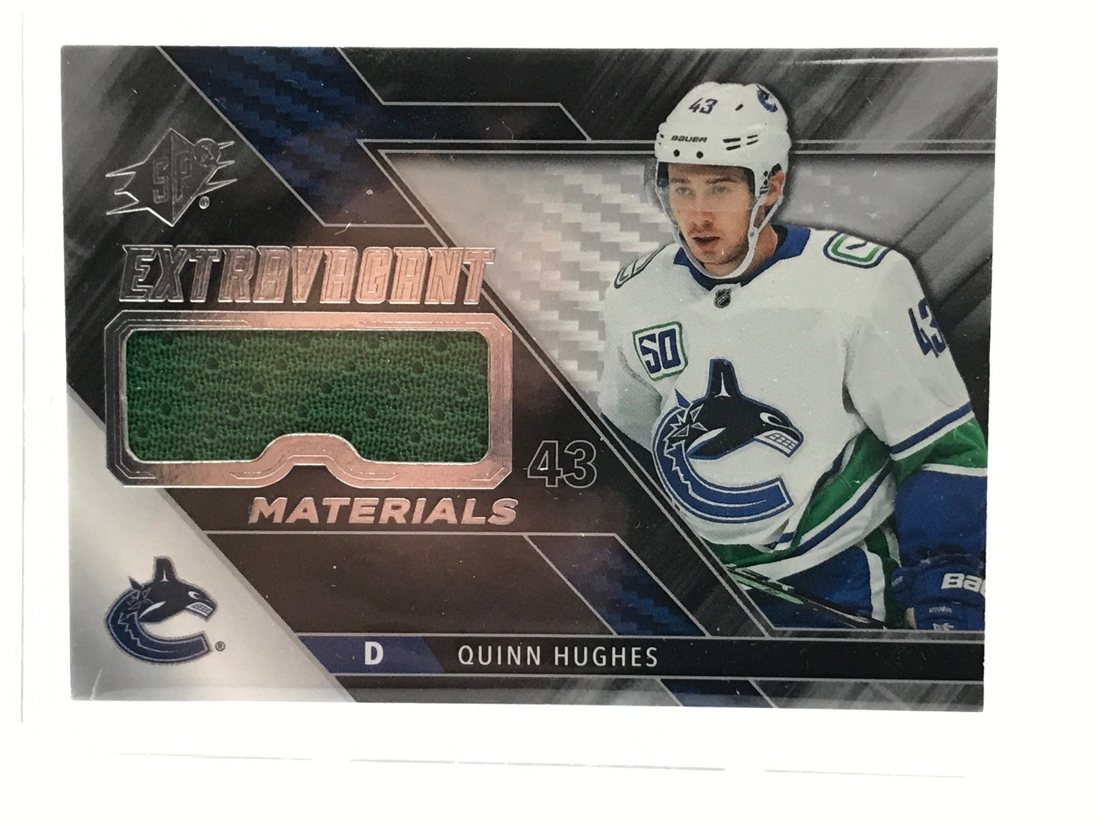 2019-20 UPPER DECK QUINN HUGHES EXTRAVAGANT PATCH TRADING CARD: Prices are in Canadian dollars