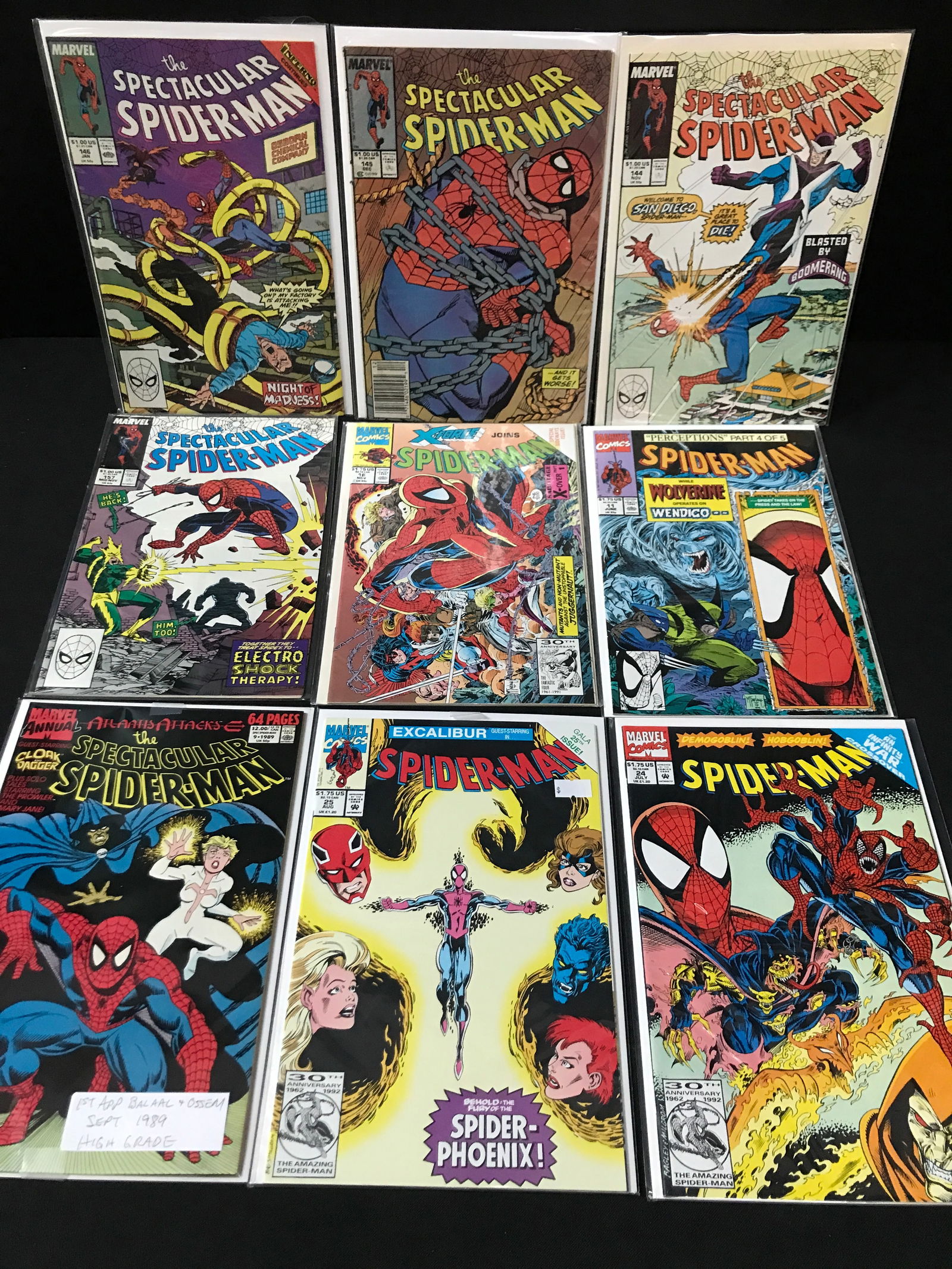 LOT OF 9 SPECTACULAR SPIDERMAN COMICS: Prices are in Canadian dollars