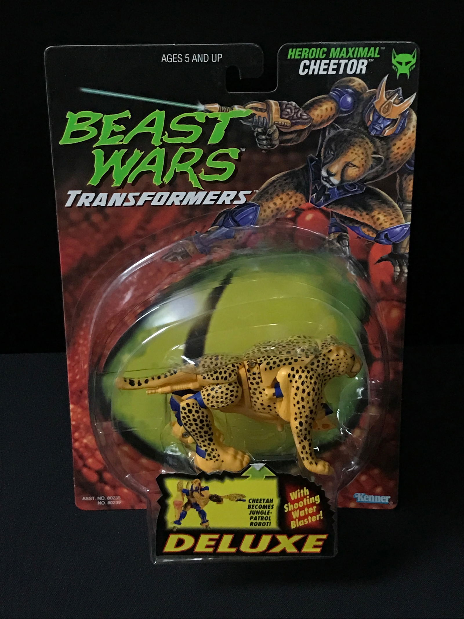 VINTAGE MINT ON CARD TRANSFORMERS BEAST WARS CHEETOR ACTION FIGURE - IN ORIGINAL PACKAGING (1 of 2)