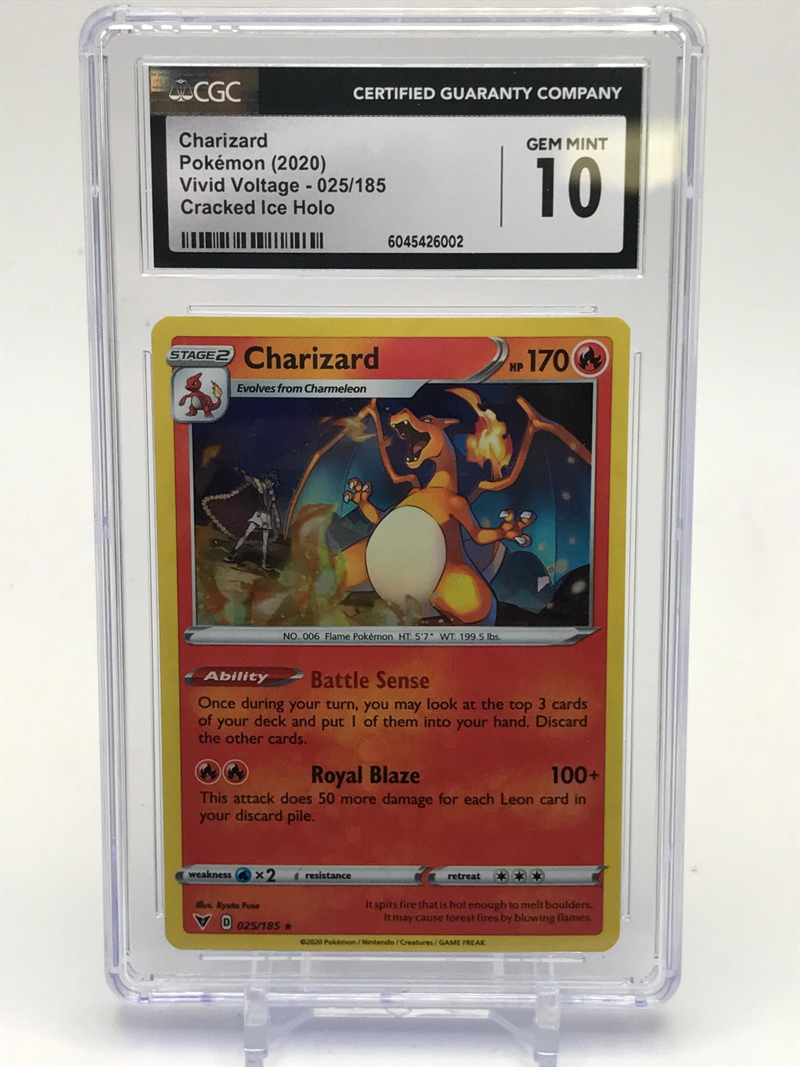 POKEMON TCG CHARIZARD (2020) VIVID VOLTAGE 025/185 CRACKED ICE HIOLO - CGC GRADE 10 (1 of 2)