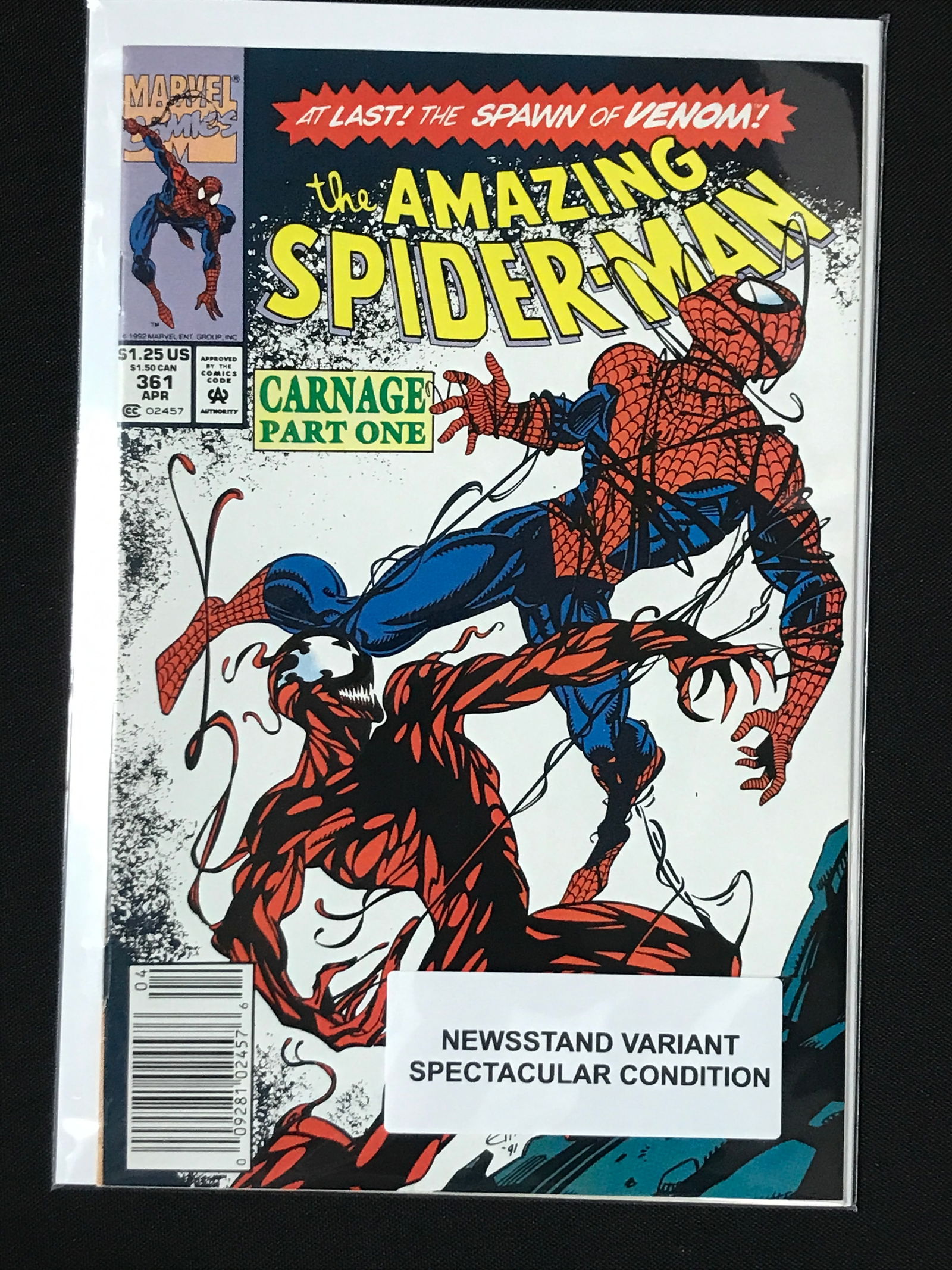 KEY MARVEL COMICS NO.361 THE AMAZING SPIDEMAN (1ST APP CARNAGE): Prices are in Canadian dollars