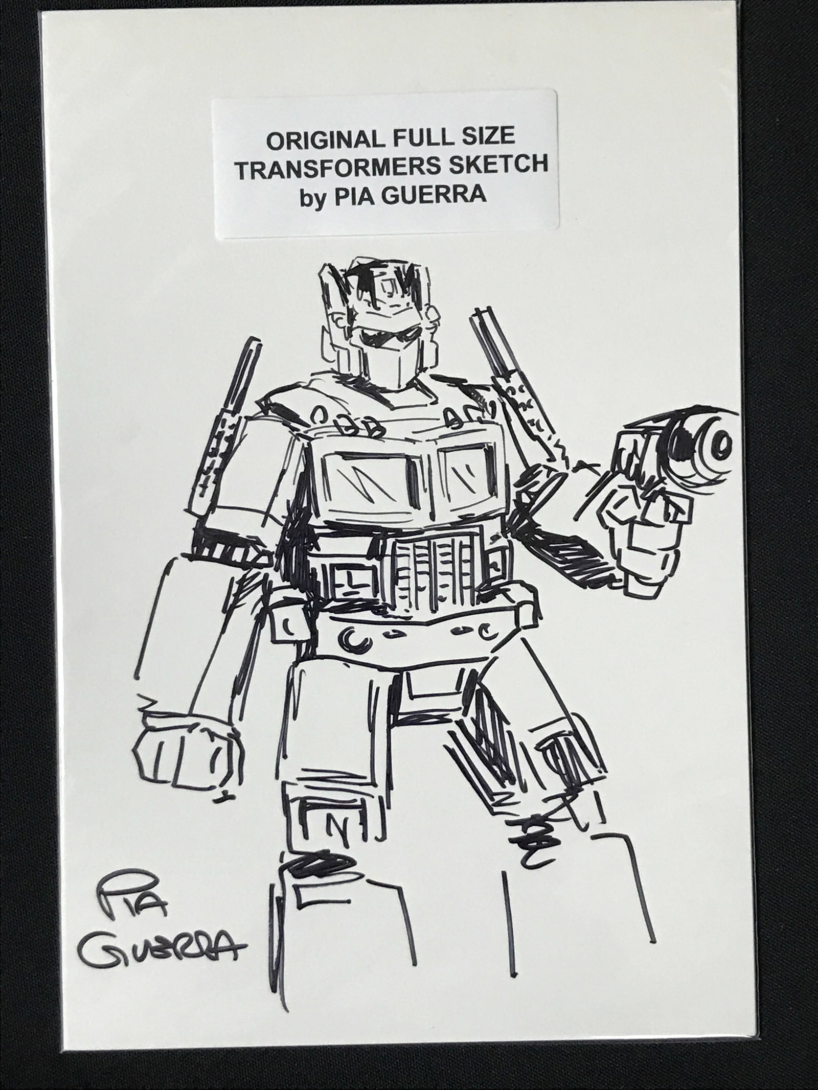 ORIGINAL FILL SIZE TRANSFOMERS SKETCH SIGNED BY PIA GUERRA: Prices are in Canadian dollars