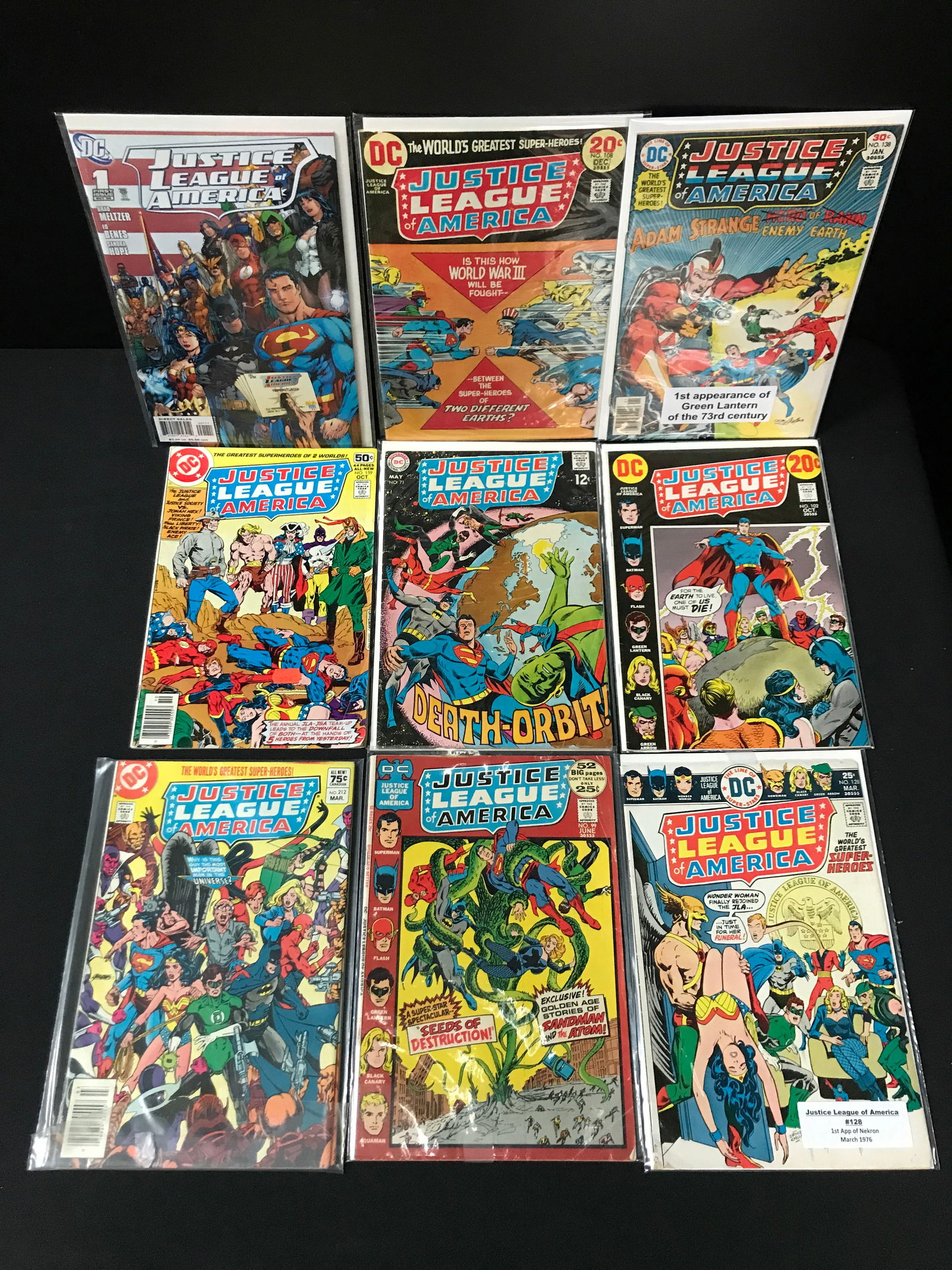 LOT OF 9 JUSTICE LEAGUE OF AMERICA COMICS - DC COMICS: Prices are in Canadian dollars
